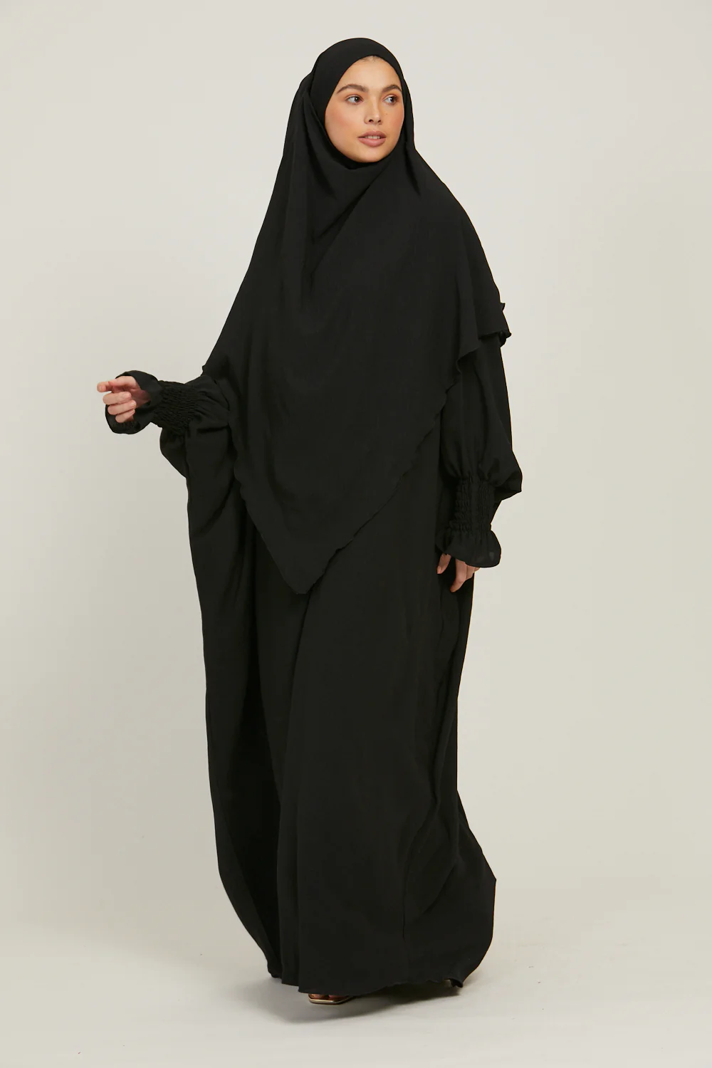 Abaya with Khimar Set - Black - Image 4