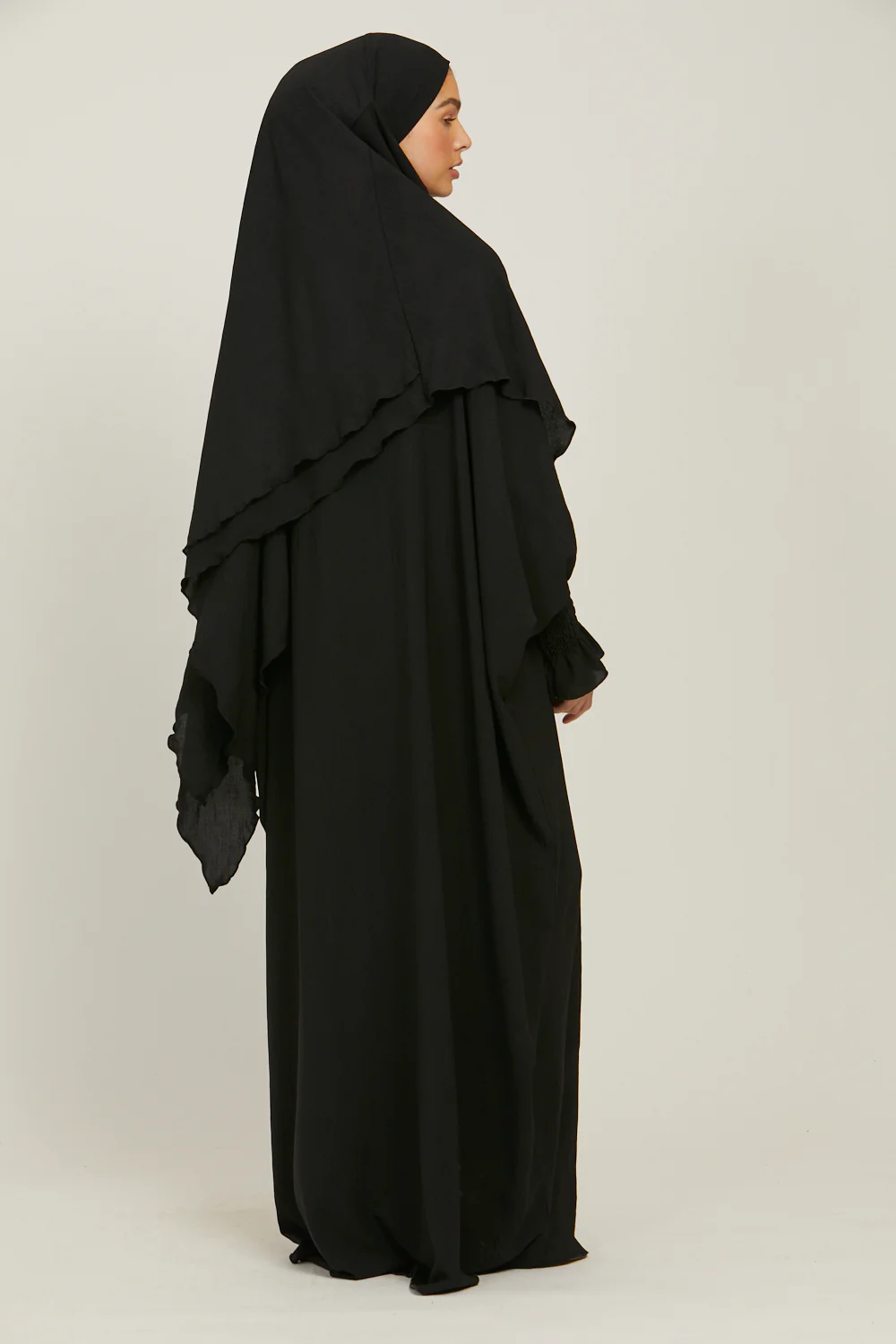 Abaya with Khimar Set - Black - Image 6