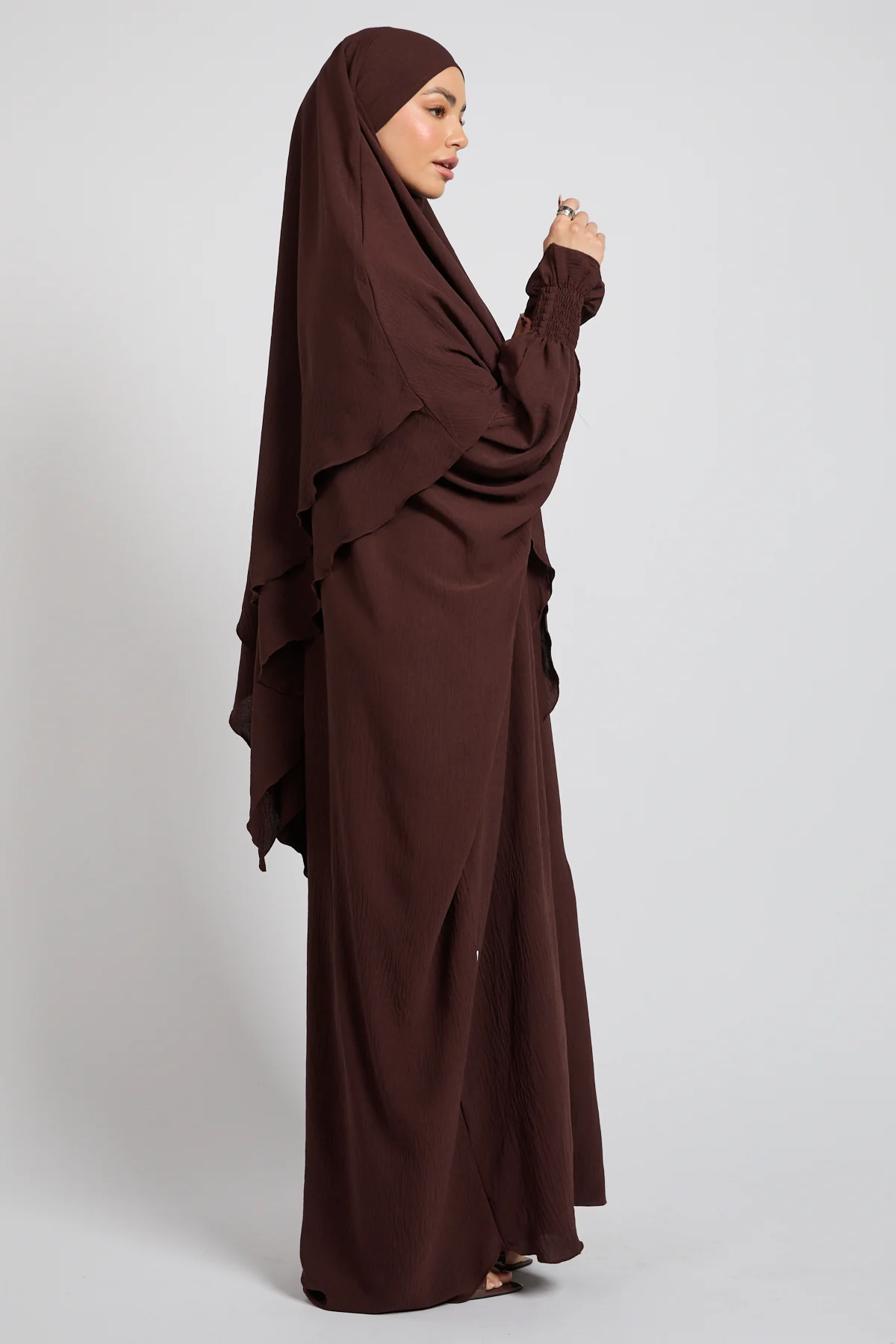 Abaya with Khimar Set - Espresso Dusk - Image 10