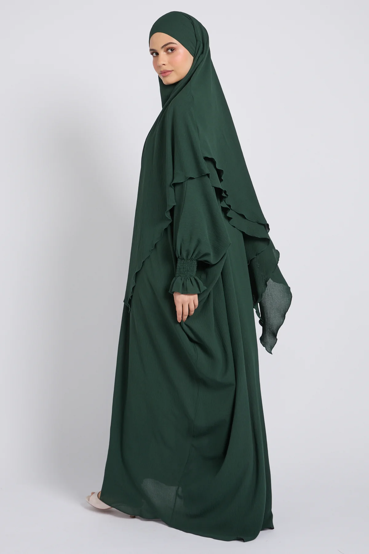 Abaya with Khimar Set - Forest Green - Image 4