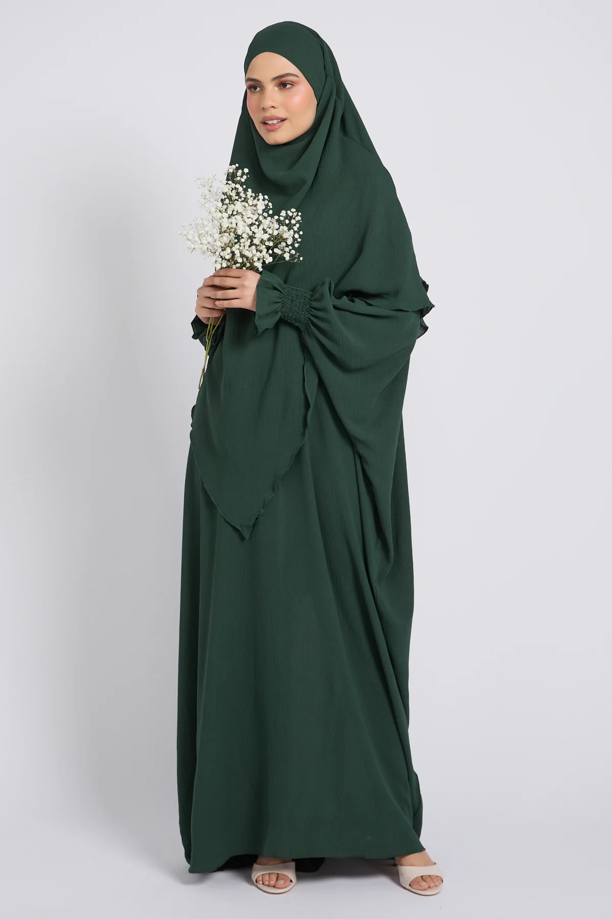 Abaya with Khimar Set - Forest Green - Image 9