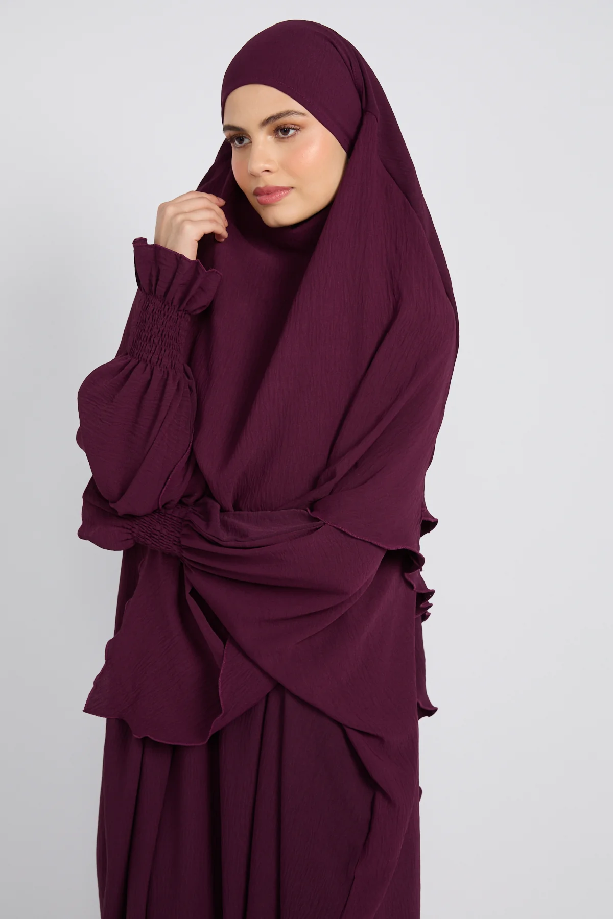 Abaya with Khimar Set - Mulberry Plum - Image 2