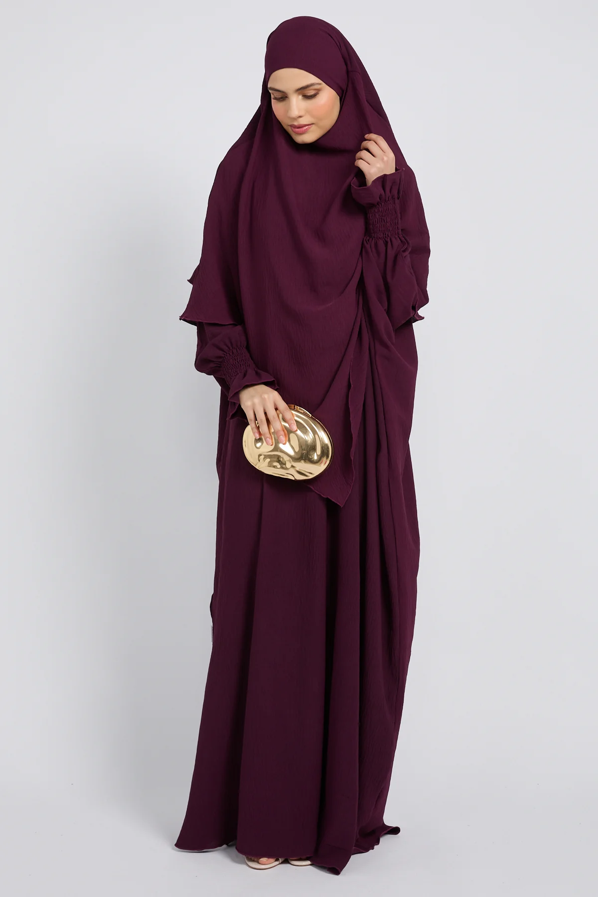 Abaya with Khimar Set - Mulberry Plum - Image 3
