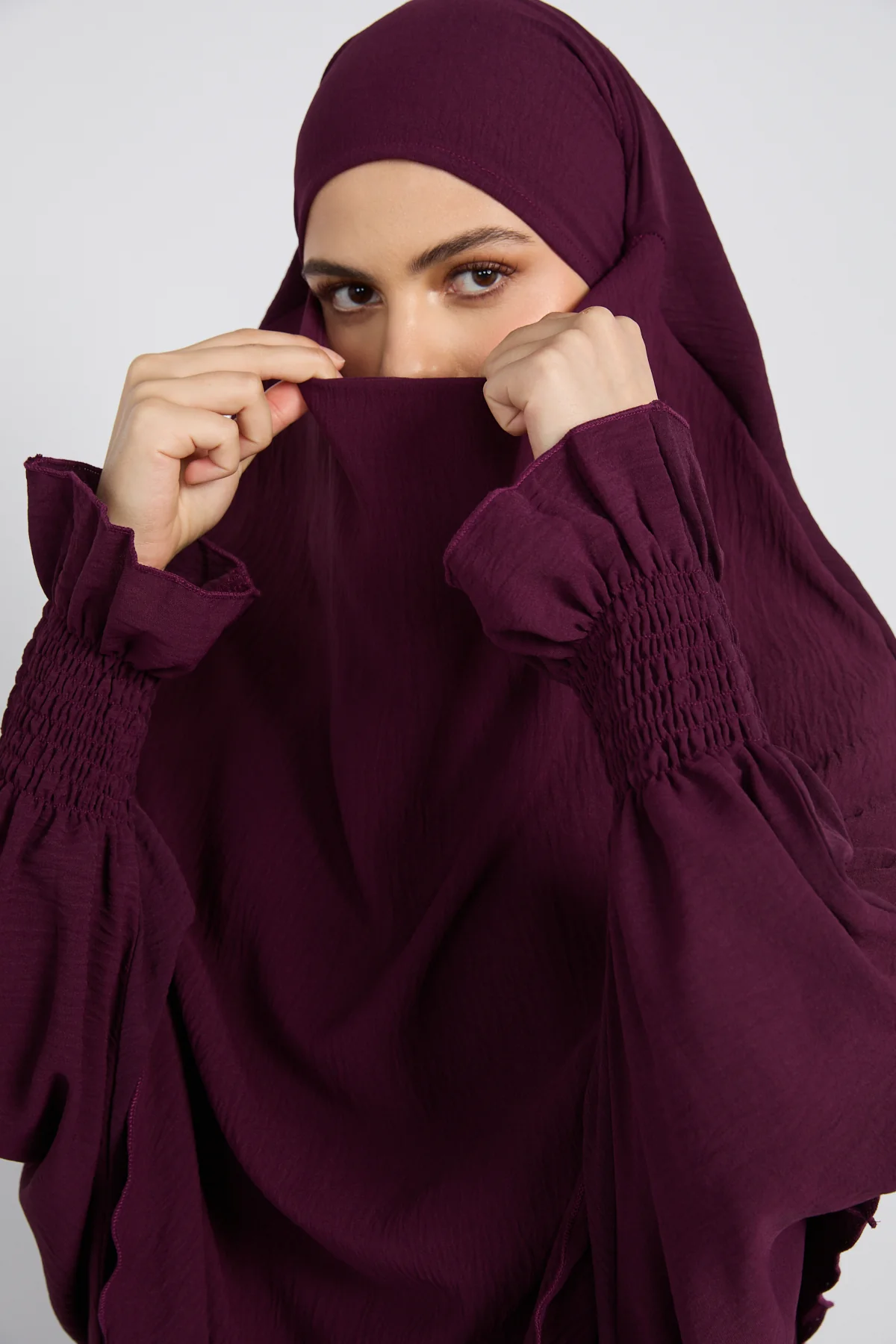 Abaya with Khimar Set - Mulberry Plum - Image 4
