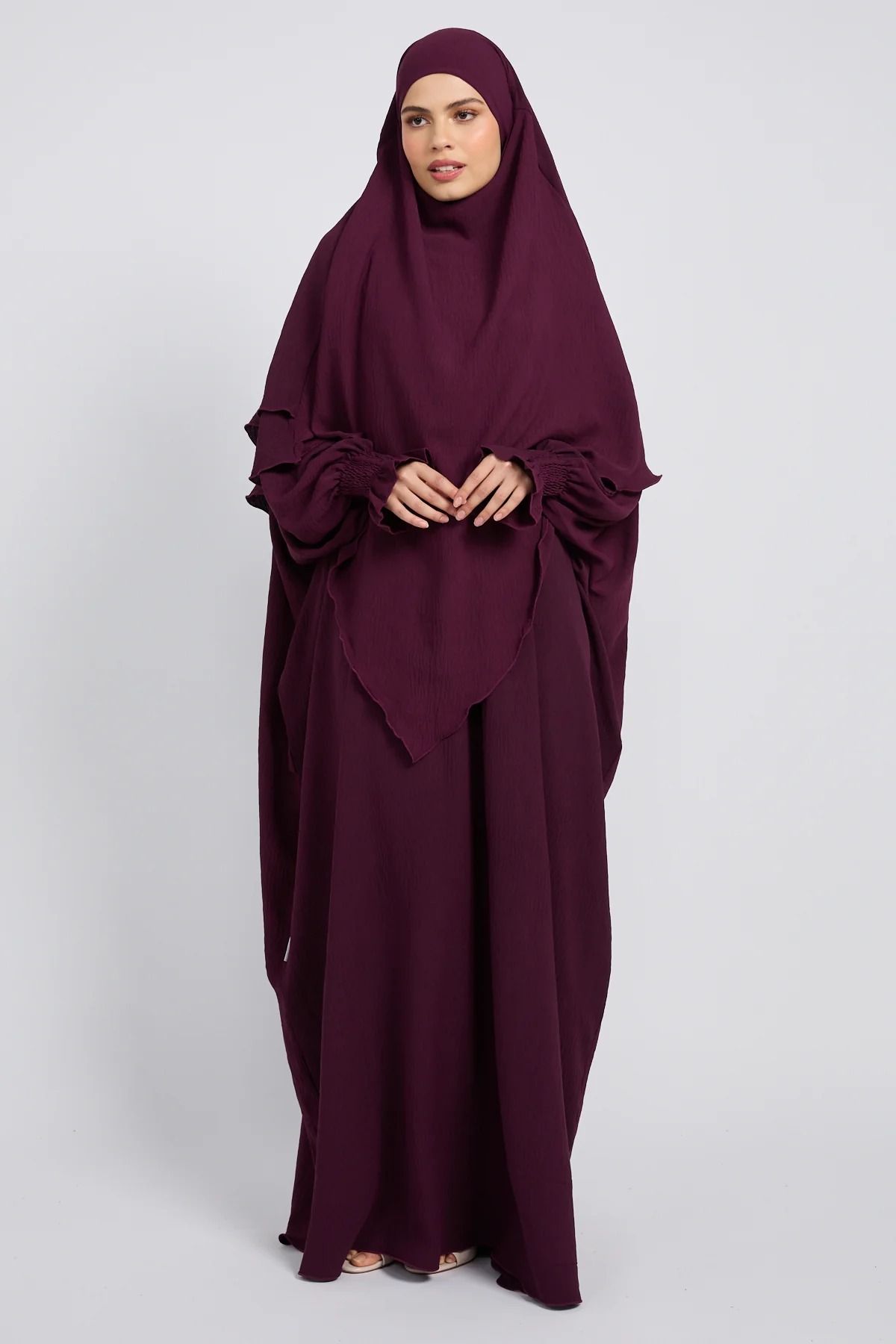 Abaya with Khimar Set - Mulberry Plum - Image 6