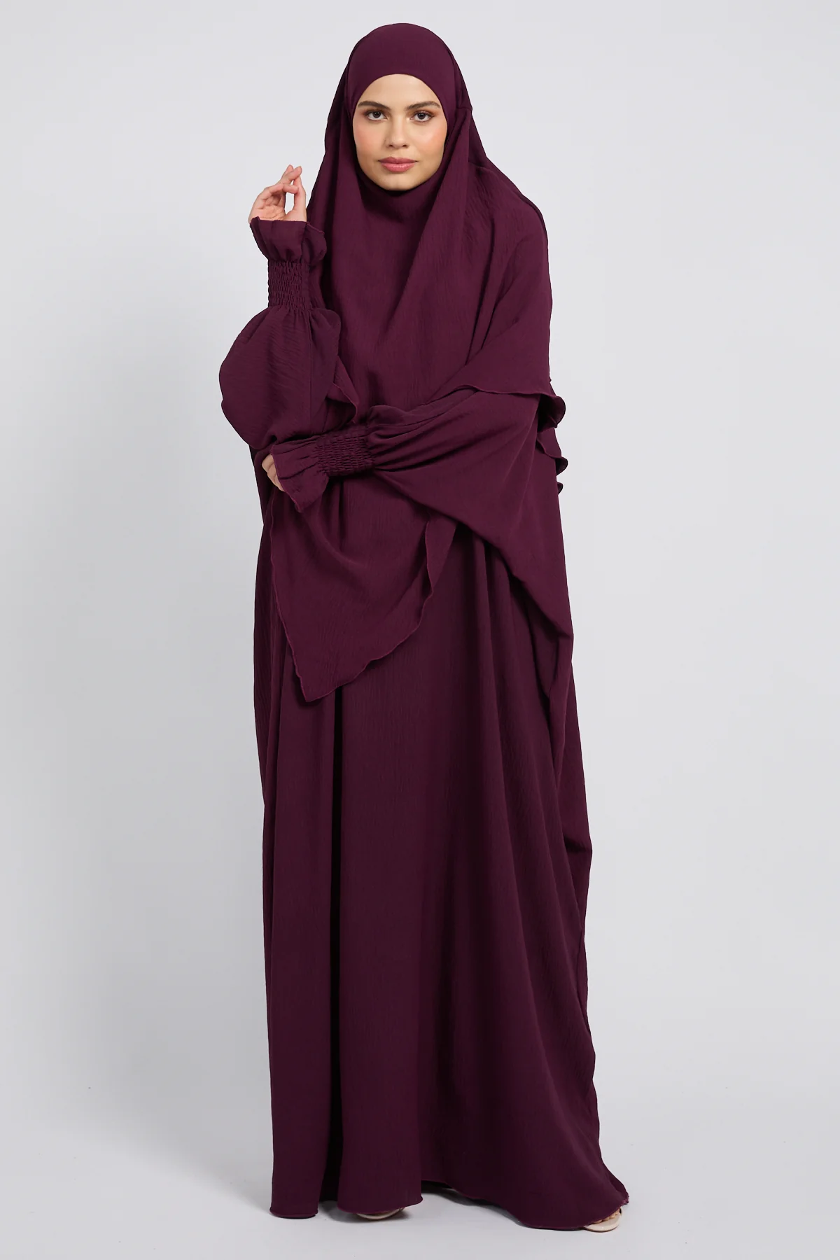 Abaya with Khimar Set - Mulberry Plum - Image 7
