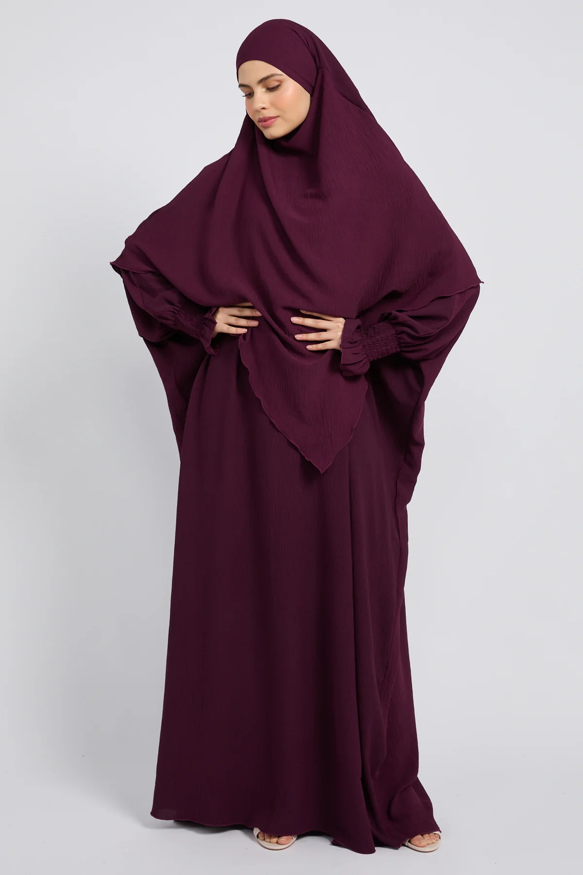 Abaya with Khimar Set - Mulberry Plum - Image 8