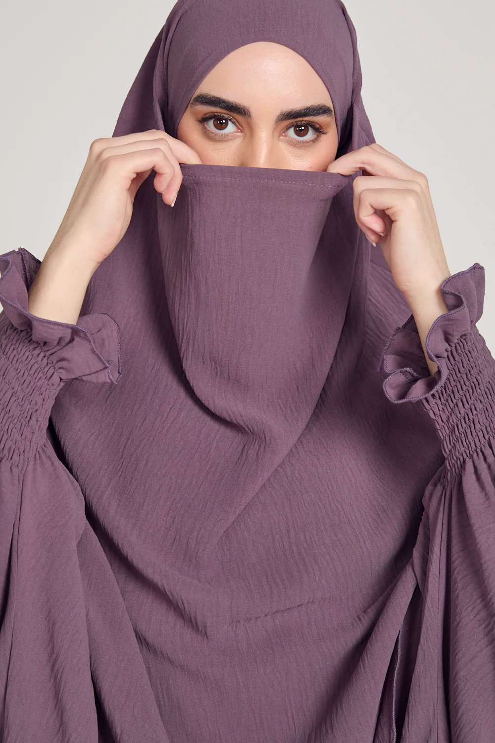 Abaya with Khimar Set - Plum - Image 2