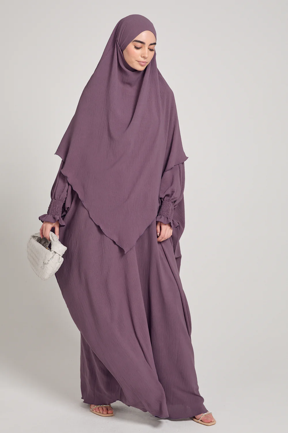 Abaya with Khimar Set - Plum - Image 3