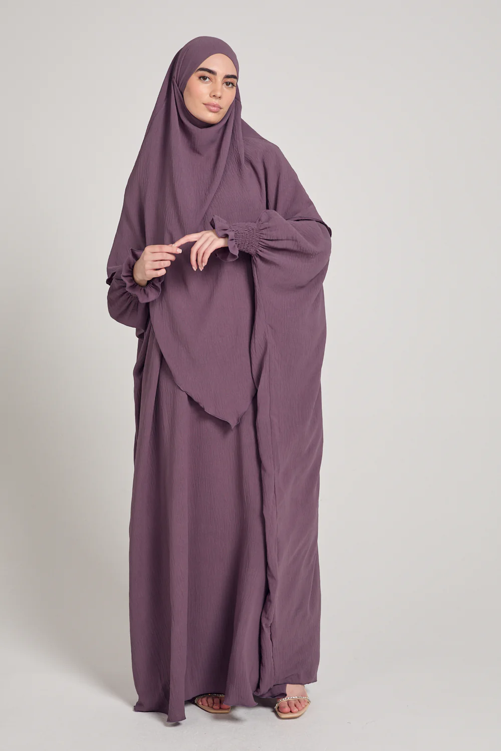 Abaya with Khimar Set - Plum - Image 5