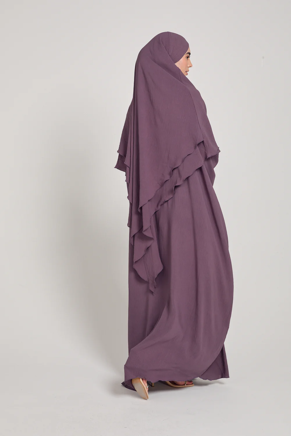 Abaya with Khimar Set - Plum - Image 6