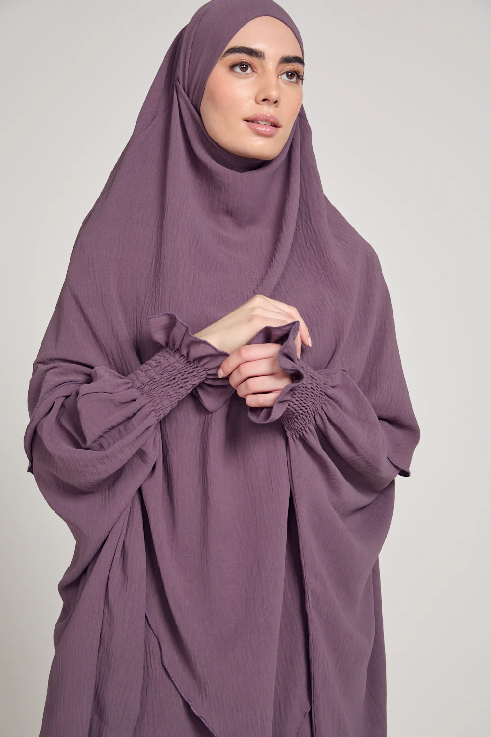 Abaya with Khimar Set - Plum - Image 7