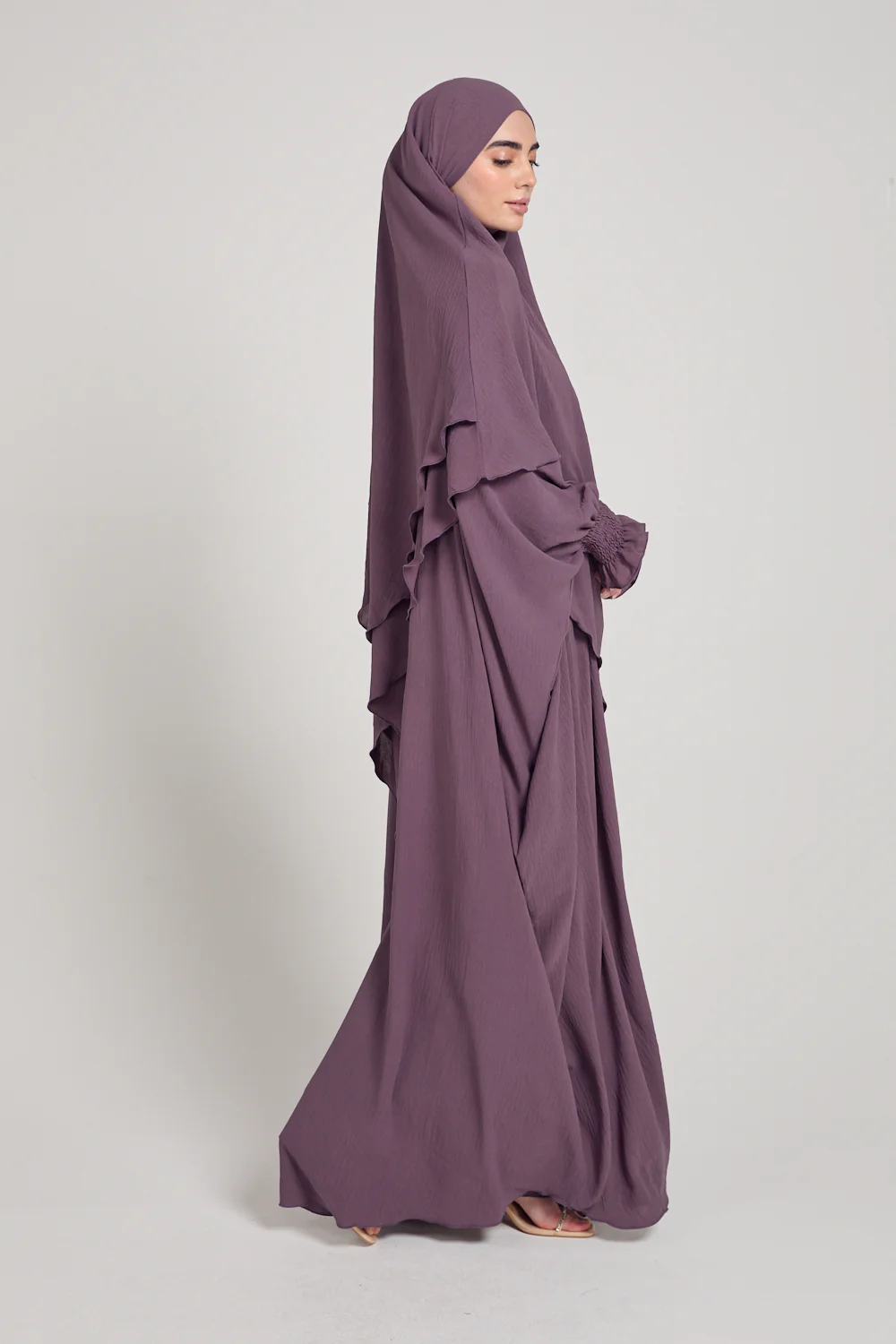 Abaya with Khimar Set - Plum - Image 8