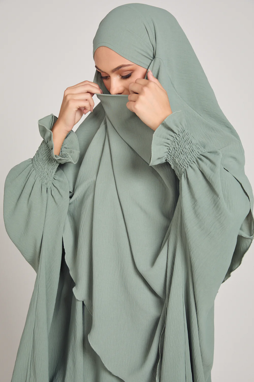 Abaya with Khimar Set - Sage - Image 10
