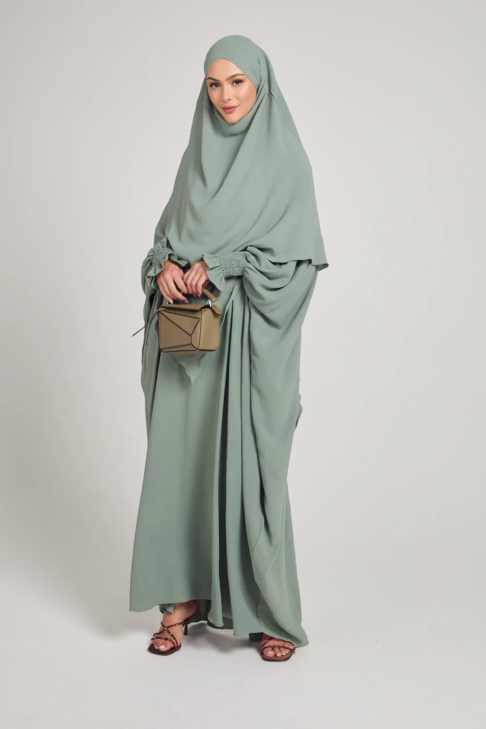Abaya with Khimar Set - Sage - Image 5