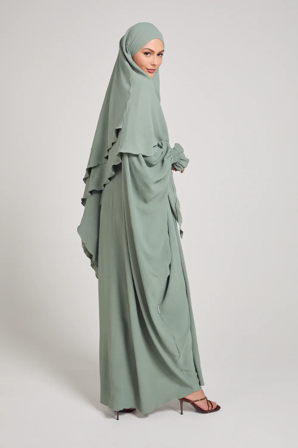 Abaya with Khimar Set - Sage - Image 8