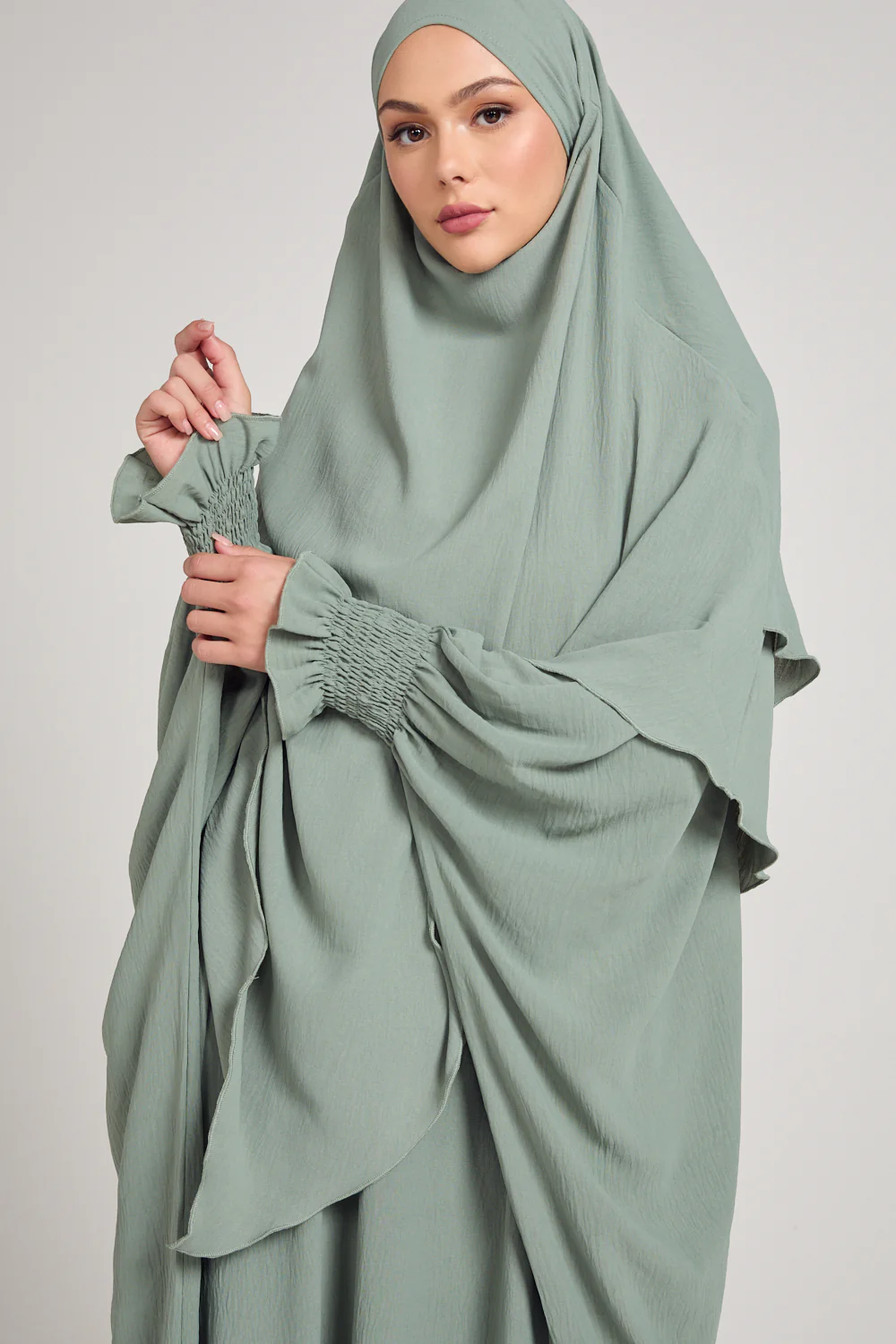 Abaya with Khimar Set - Sage - Image 9