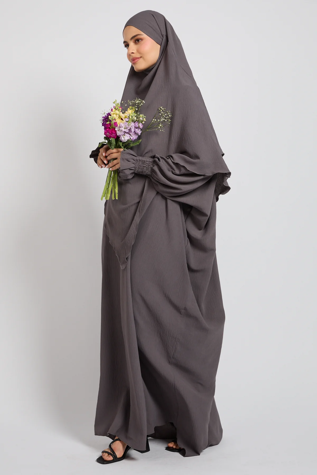 Abaya with Khimar Set - Taupe Grey