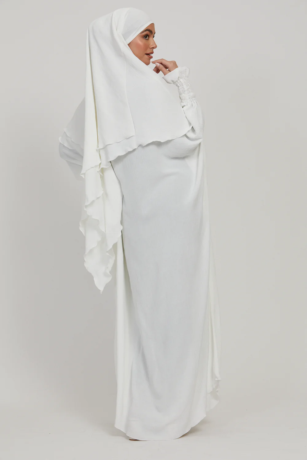 Abaya with Khimar Set - White - Image 2
