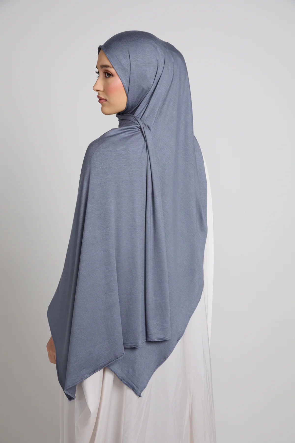 Ash Blue Jersey Hijab - Image 3