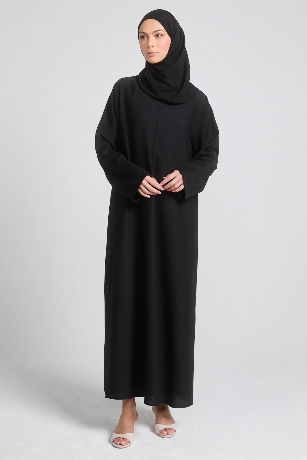 Black Inner Slip Dress with Front Zip - LONG SLEEVE - Image 4