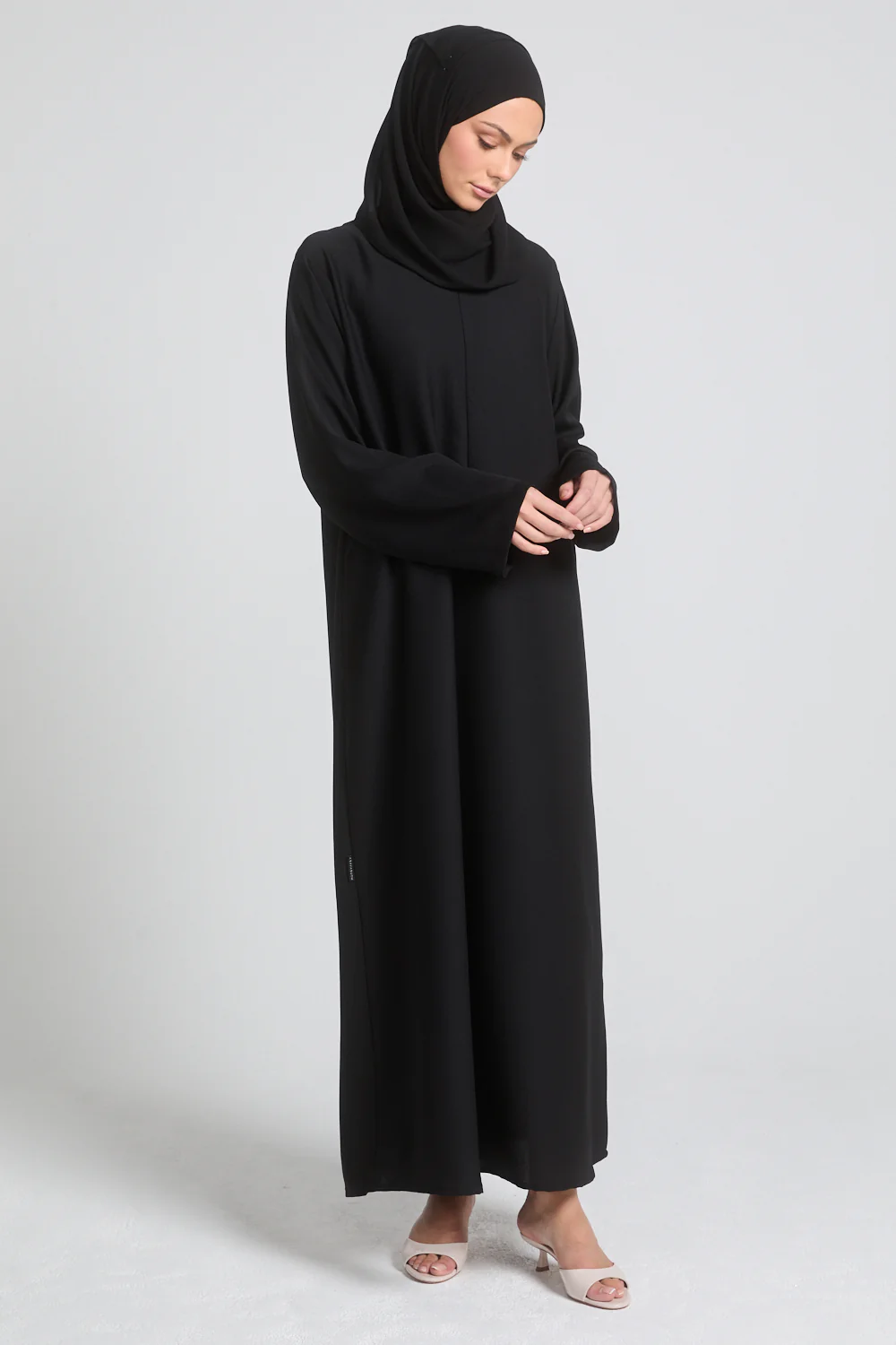 Black Inner Slip Dress with Front Zip - LONG SLEEVE - Image 5
