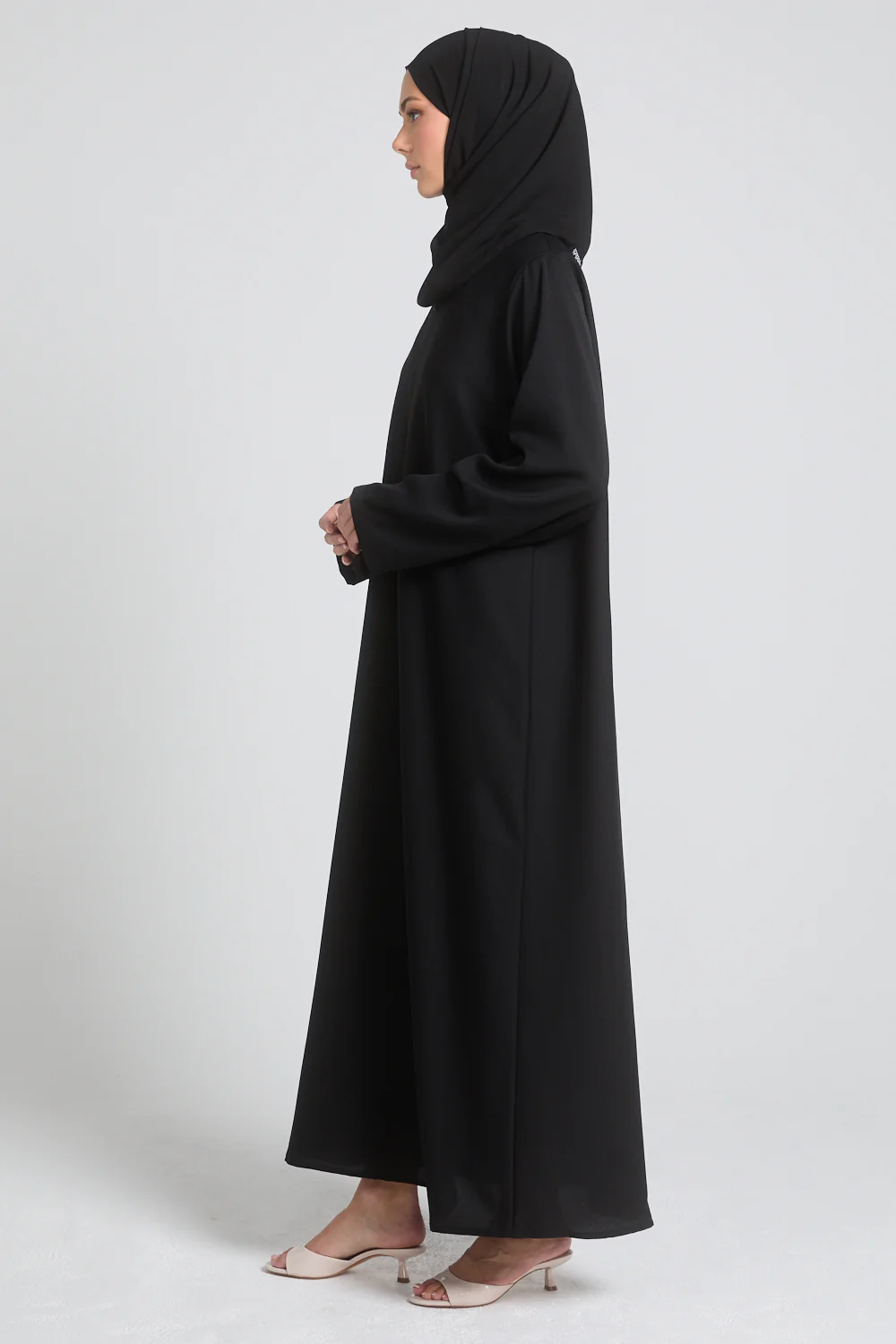 Black Inner Slip Dress with Front Zip - LONG SLEEVE - Image 6