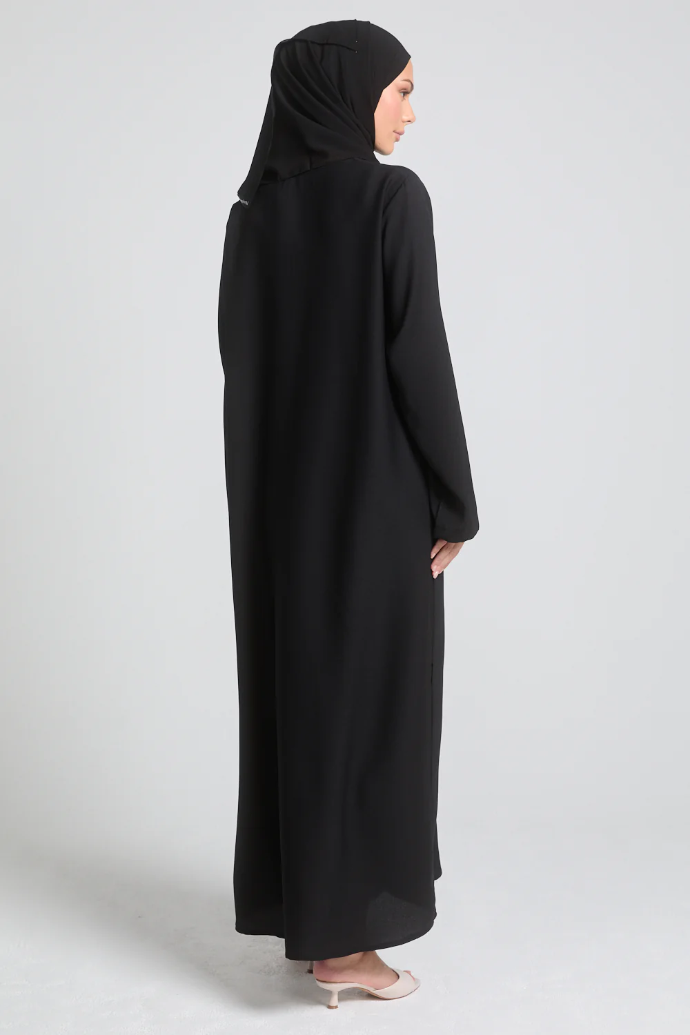Black Inner Slip Dress with Front Zip - LONG SLEEVE - Image 7