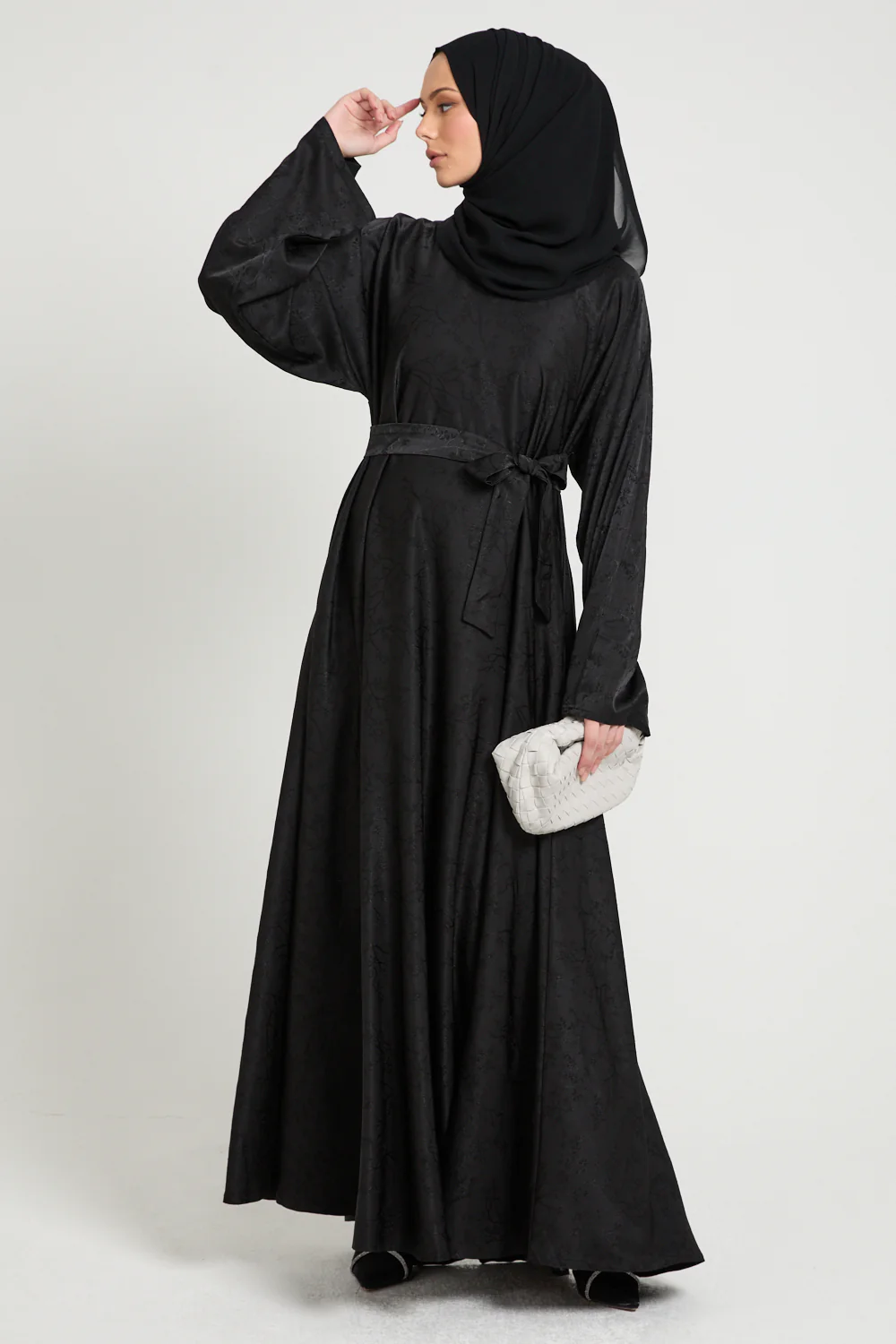 Black Orchid Umbrella Cut Closed Abaya – Luxe Edition