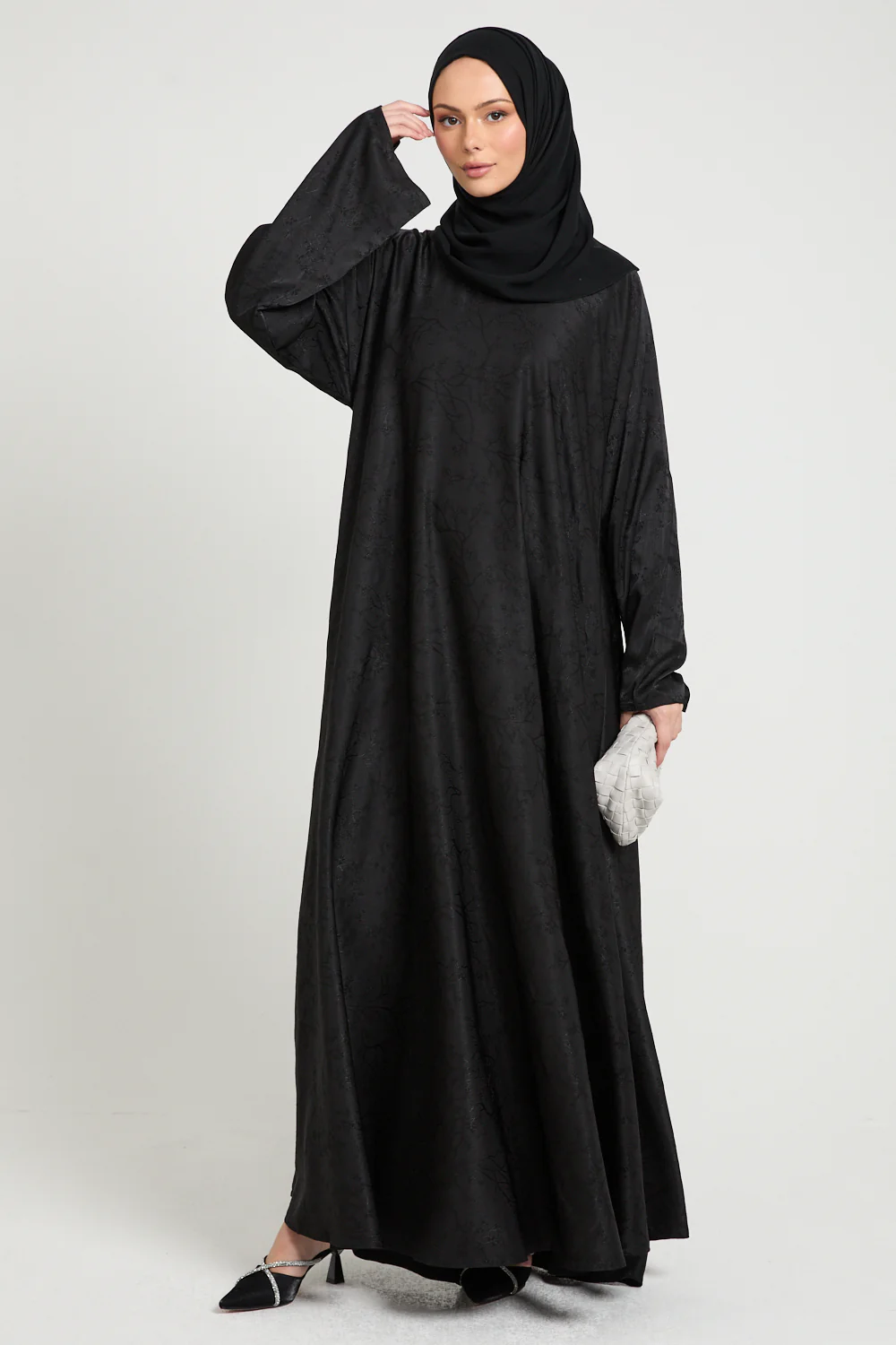 Black Orchid Umbrella Cut Closed Abaya – Luxe Edition - Image 6