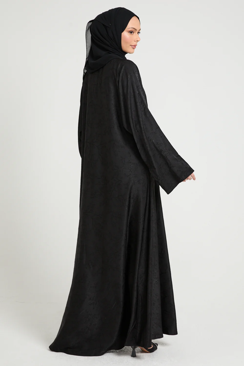 Black Orchid Umbrella Cut Closed Abaya – Luxe Edition - Image 9