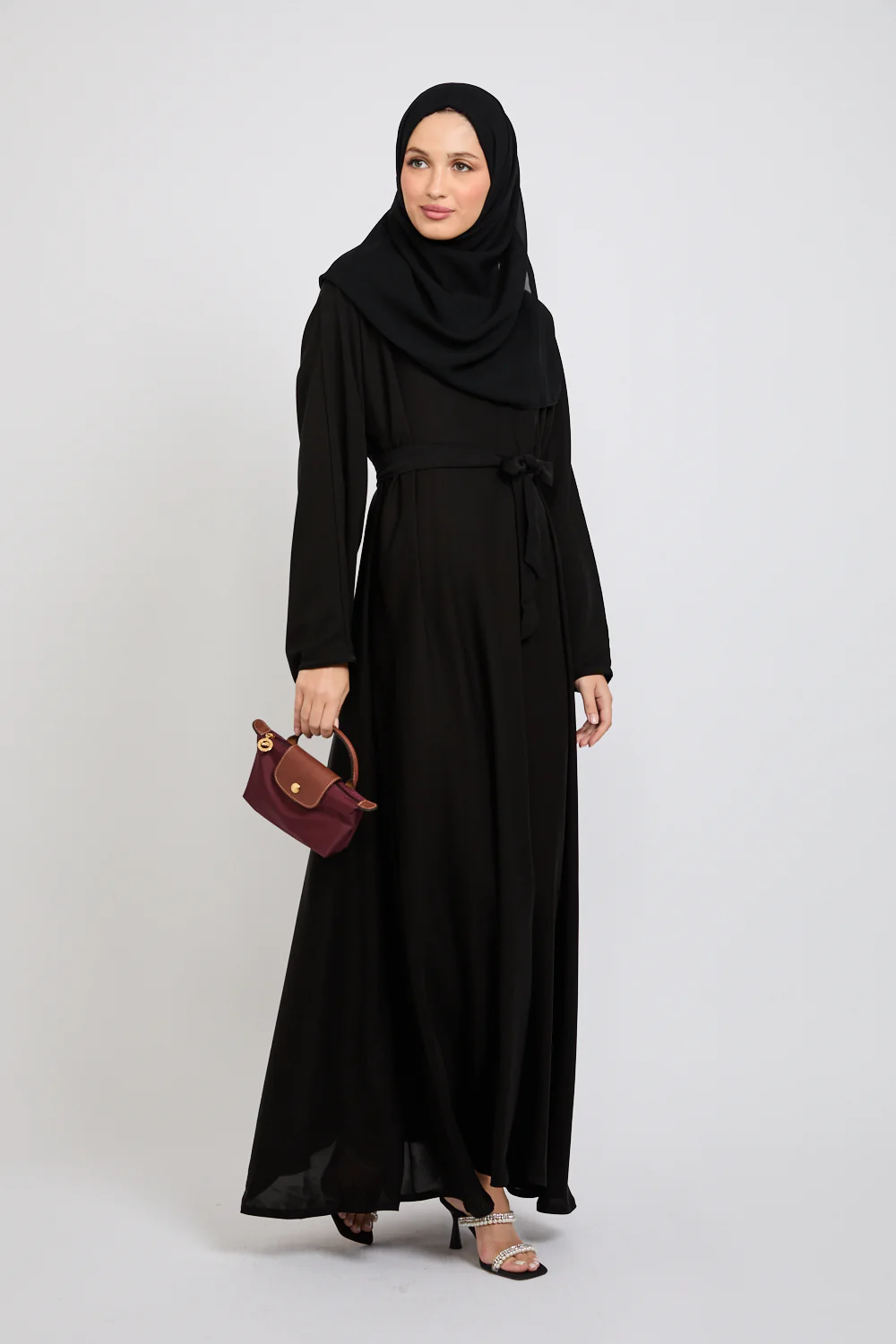 Black Umbrella Cut Closed Abaya - Image 5