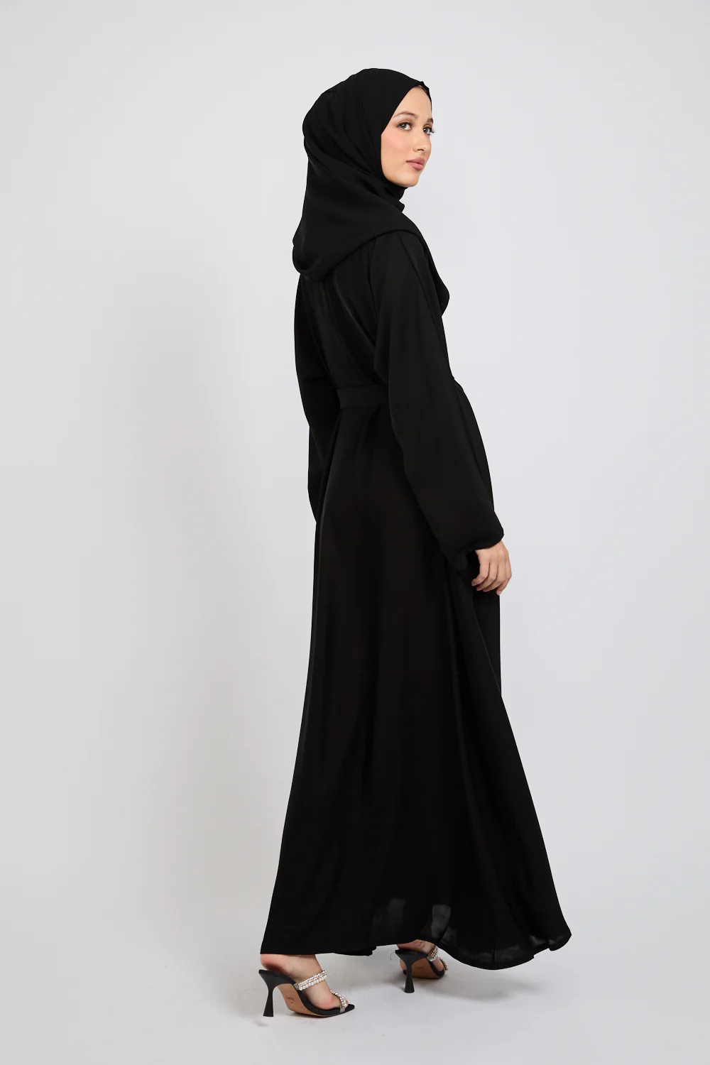 Black Umbrella Cut Closed Abaya - Image 8