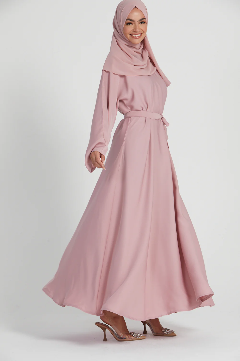 Blush Umbrella Cut Closed Abaya - Image 2