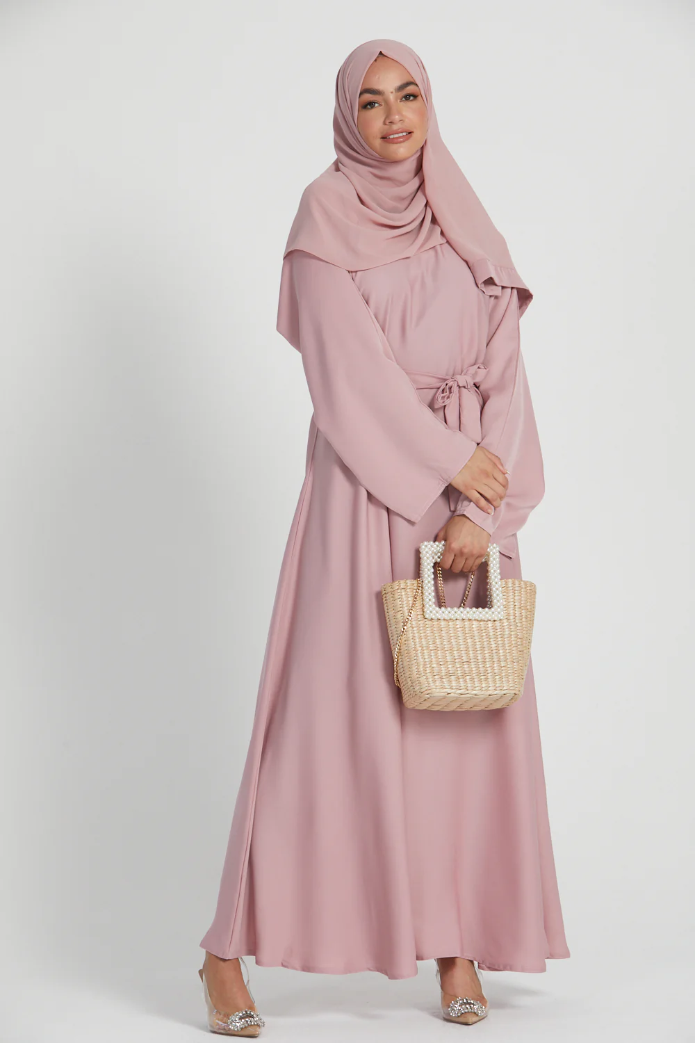 Blush Umbrella Cut Closed Abaya - Image 4