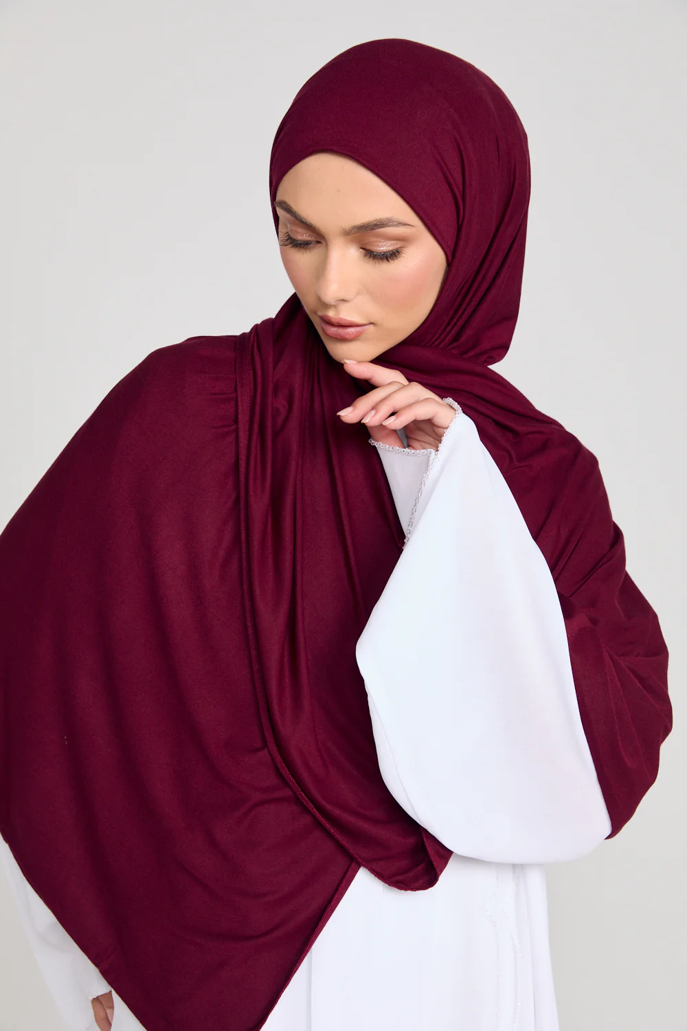 Burgundy Mist Jersey Hijab - Image 3