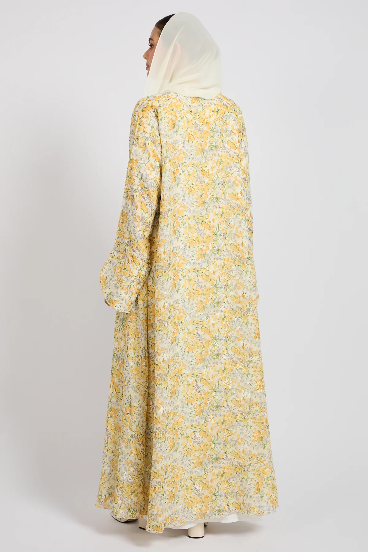 Buttercream Blossom Chiffon Open Abaya - LIMITED EDITION - Image 4