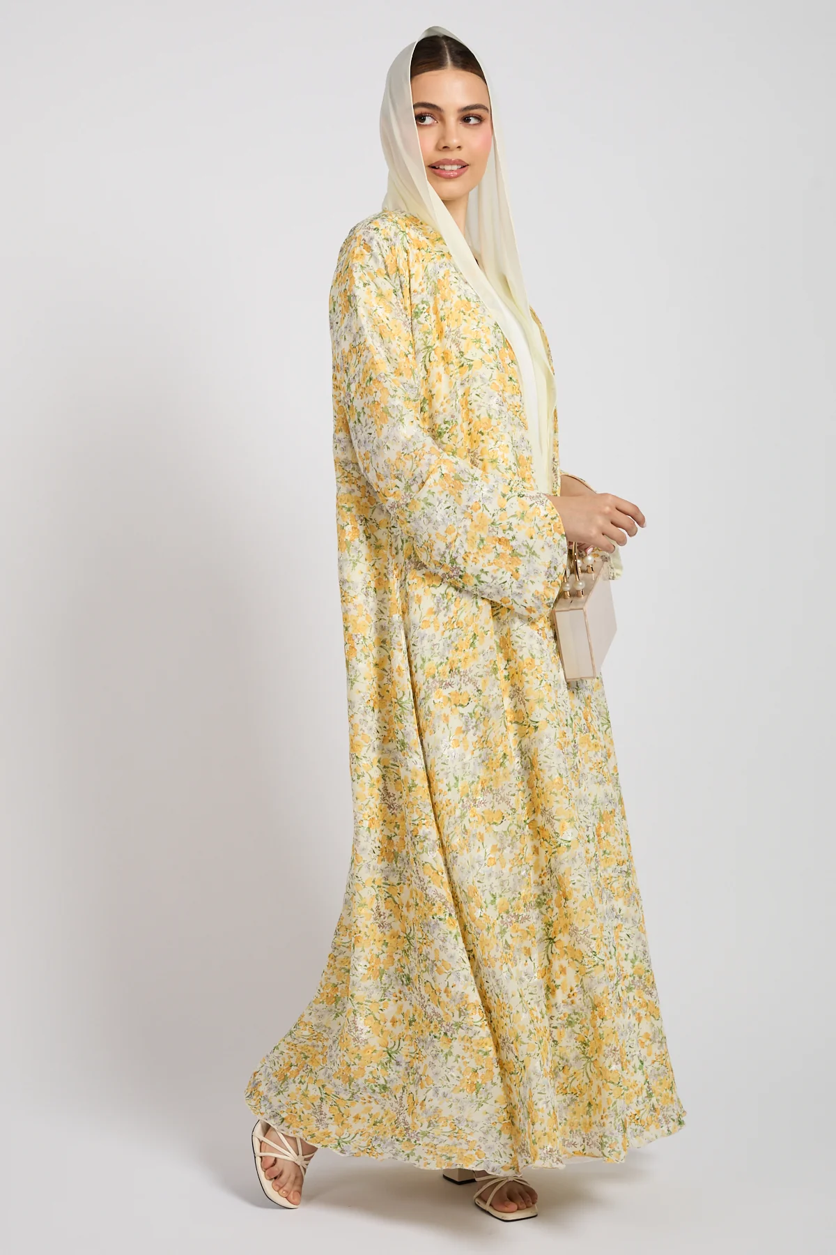 Buttercream Blossom Chiffon Open Abaya - LIMITED EDITION - Image 6