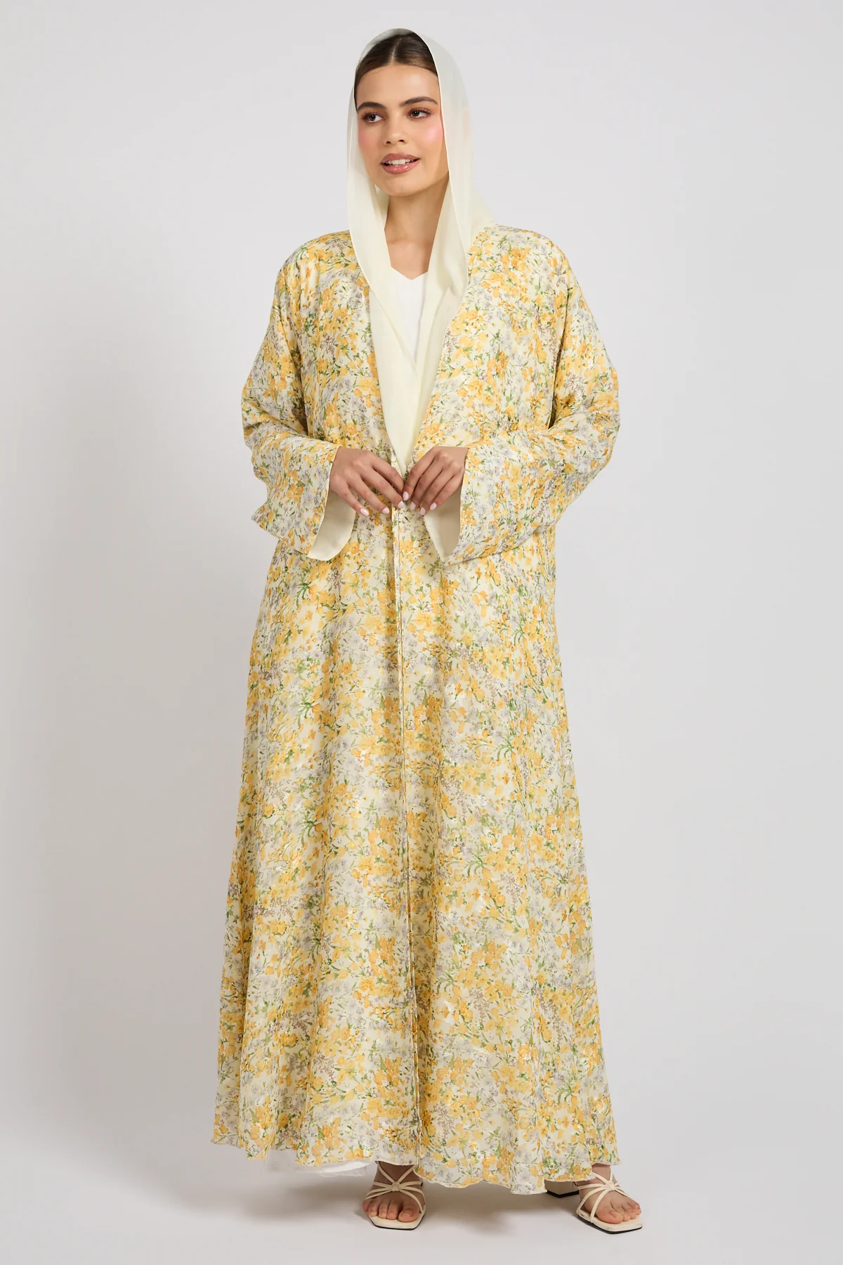 Buttercream Blossom Chiffon Open Abaya - LIMITED EDITION - Image 7