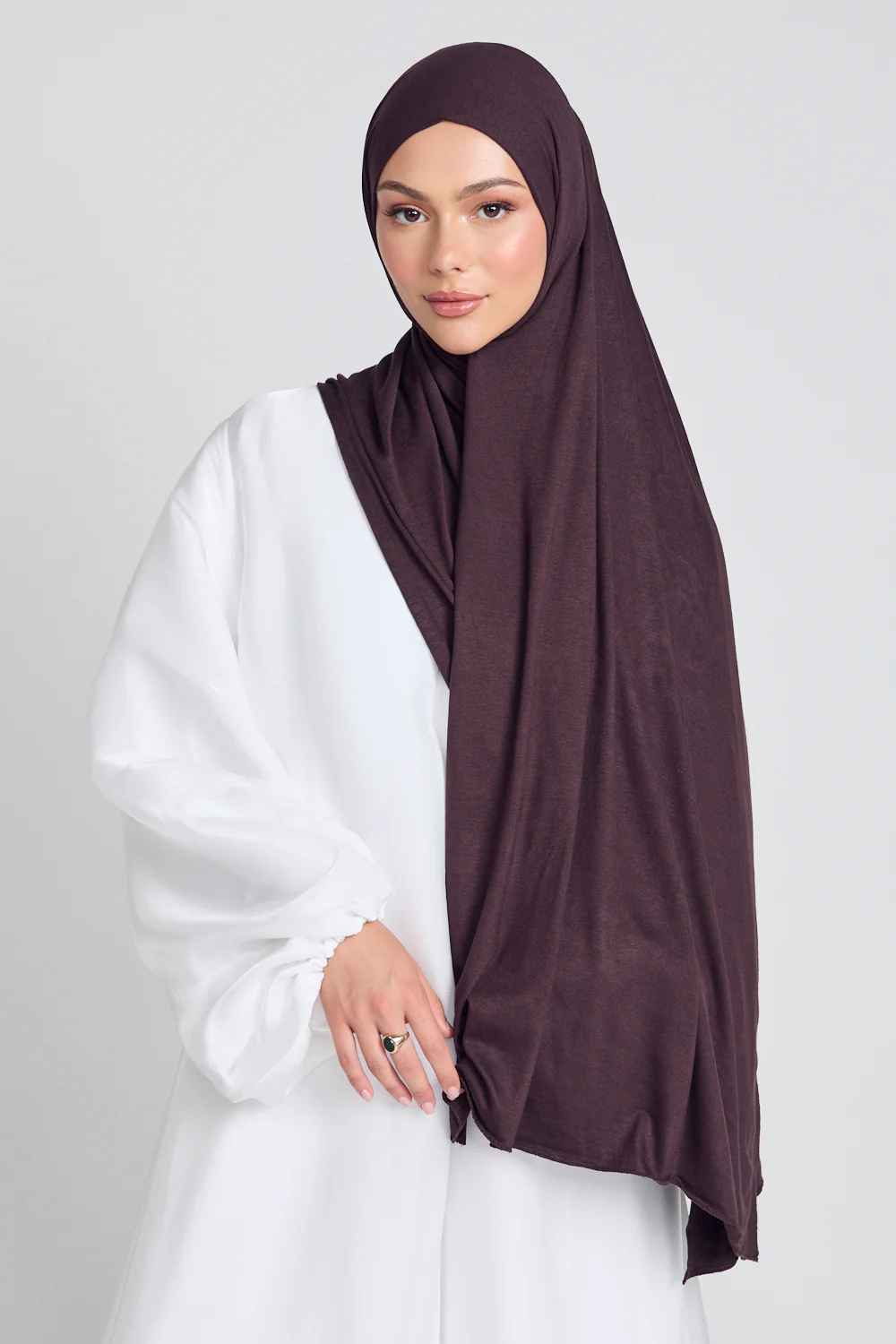 Chocolate Plum Jersey Hijab - Image 2