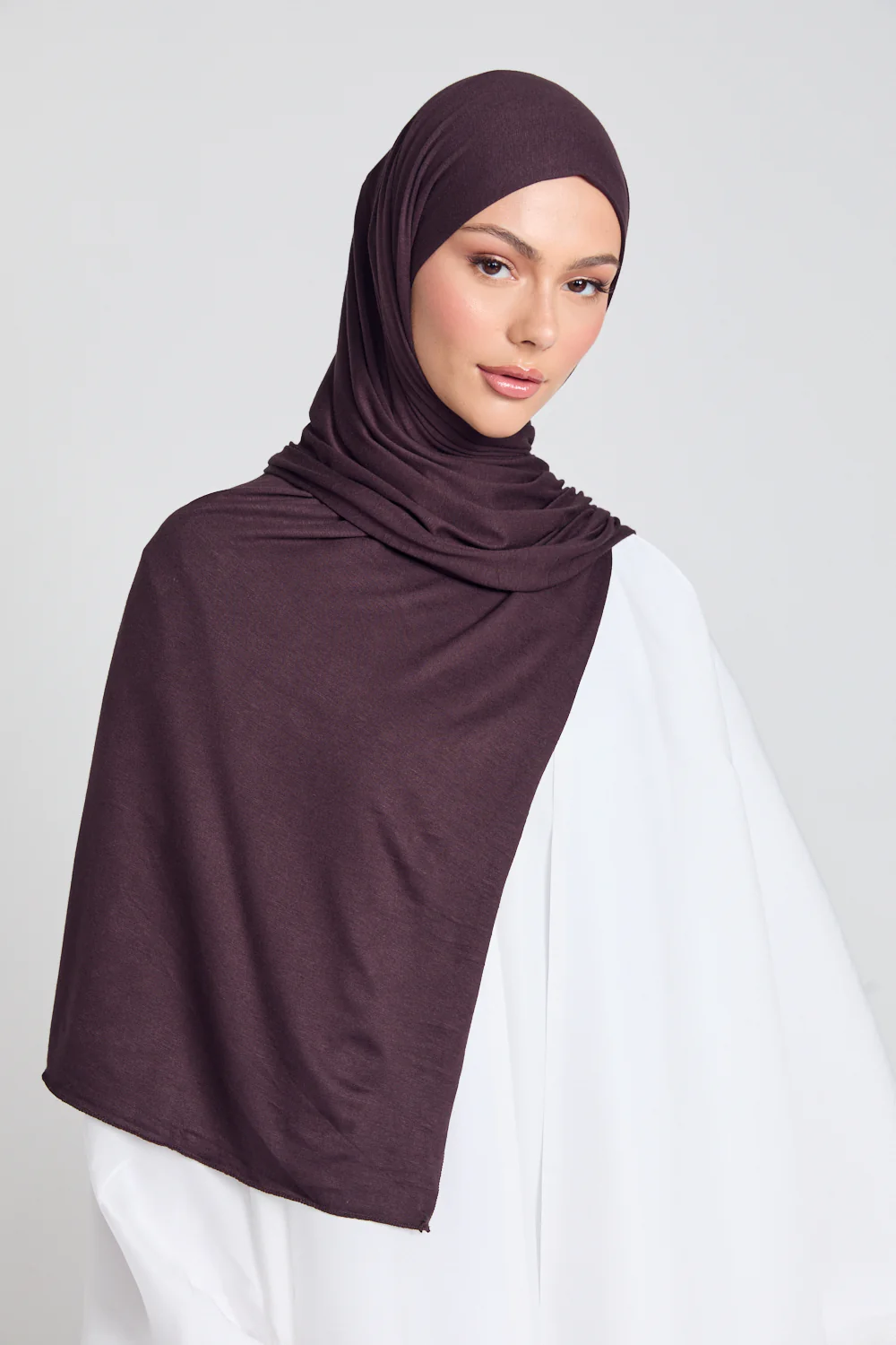 Chocolate Plum Jersey Hijab - Image 4