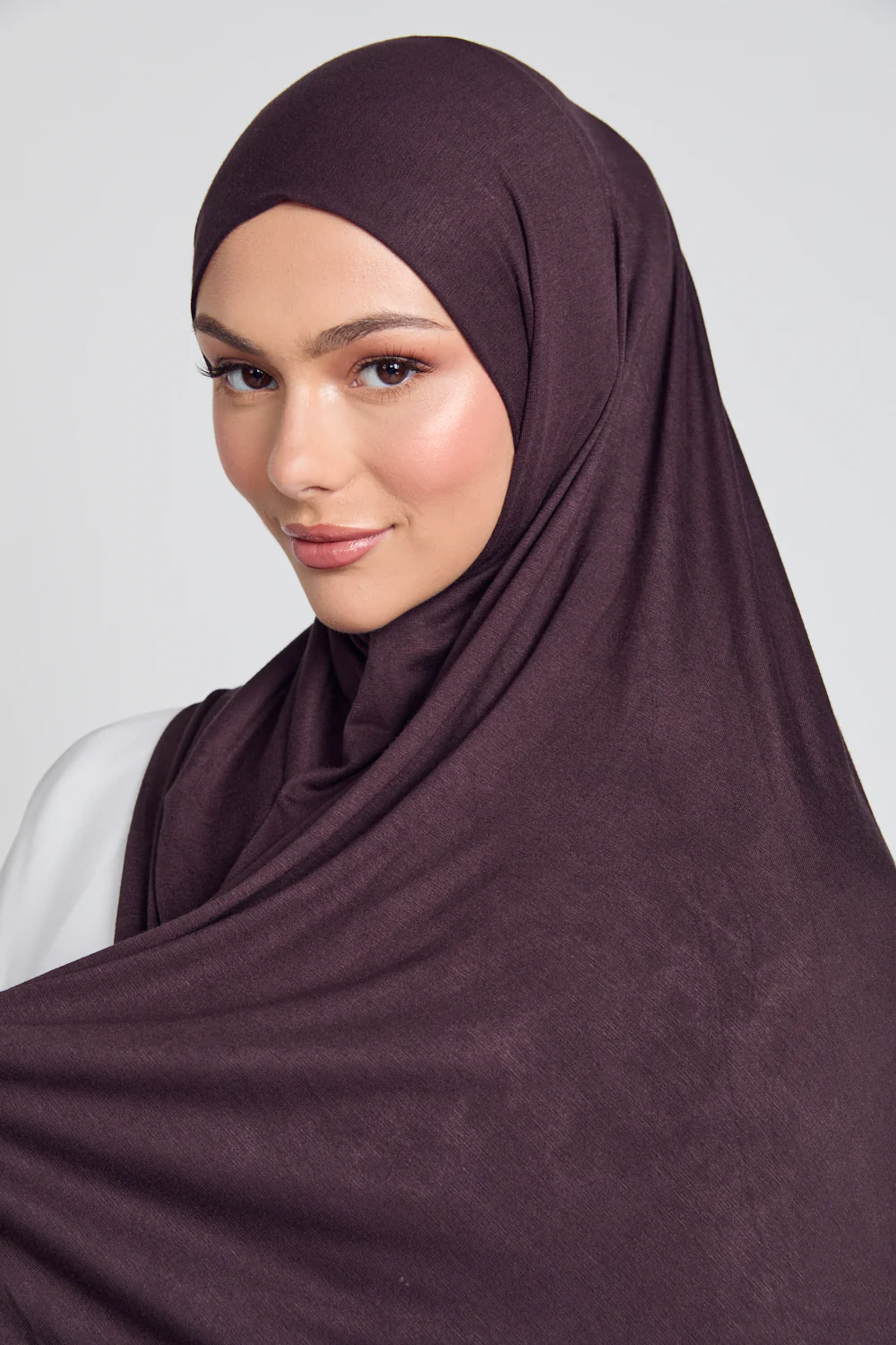Chocolate Plum Jersey Hijab - Image 5
