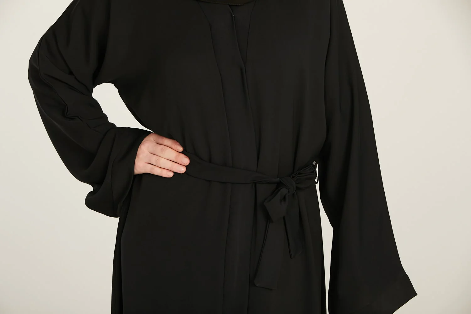 Classic Black Open Abaya - Wide Sleeves - Image 8