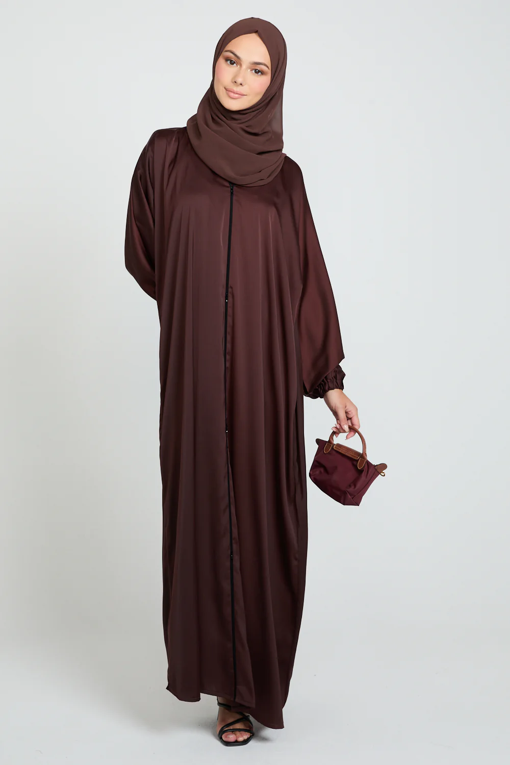 Classic Closed Abaya with Dainty Detailing - Rich Auburn - Image 8