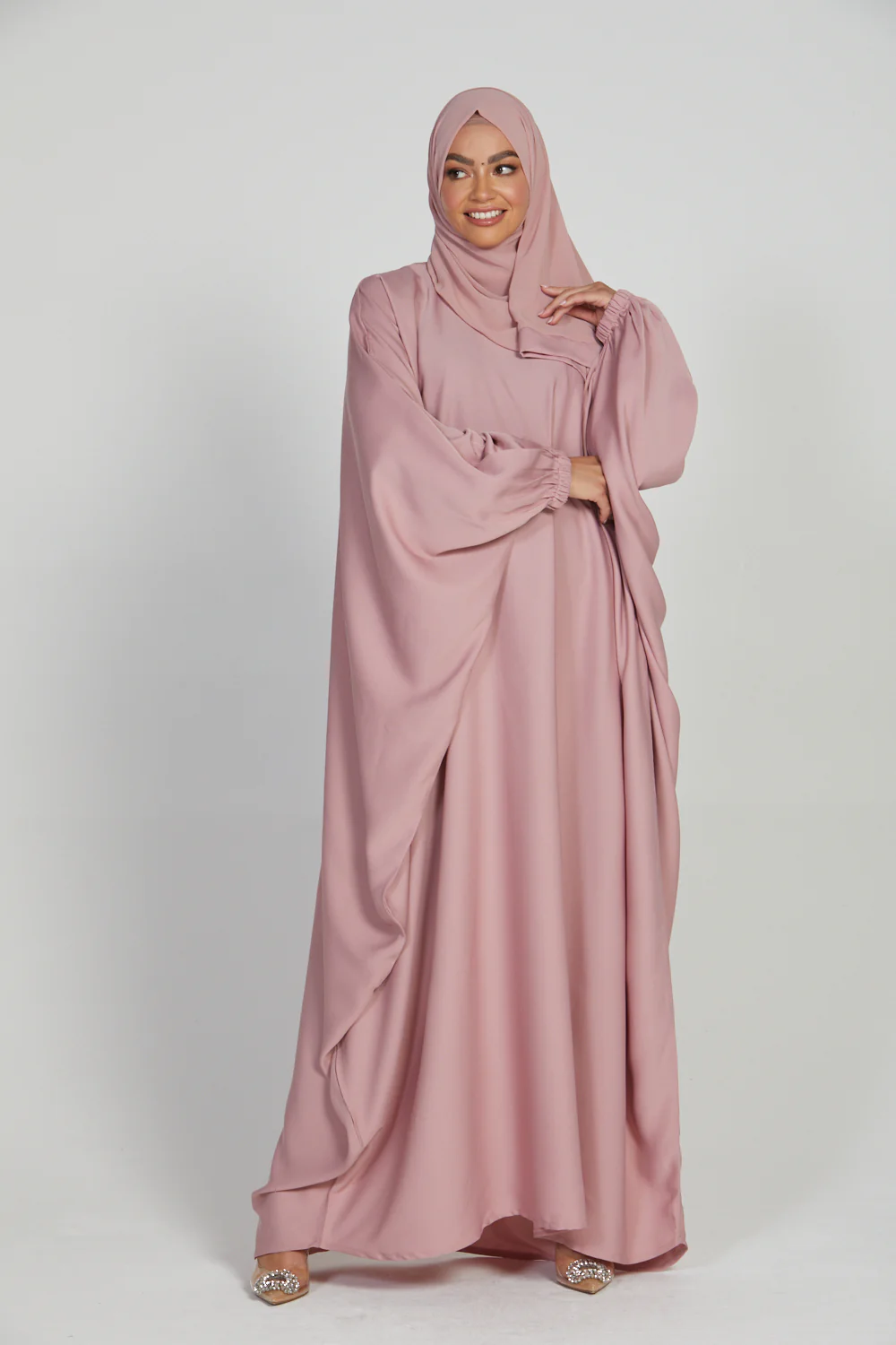 Closed Farasha with Elasticated Cuff - Blush - Image 2