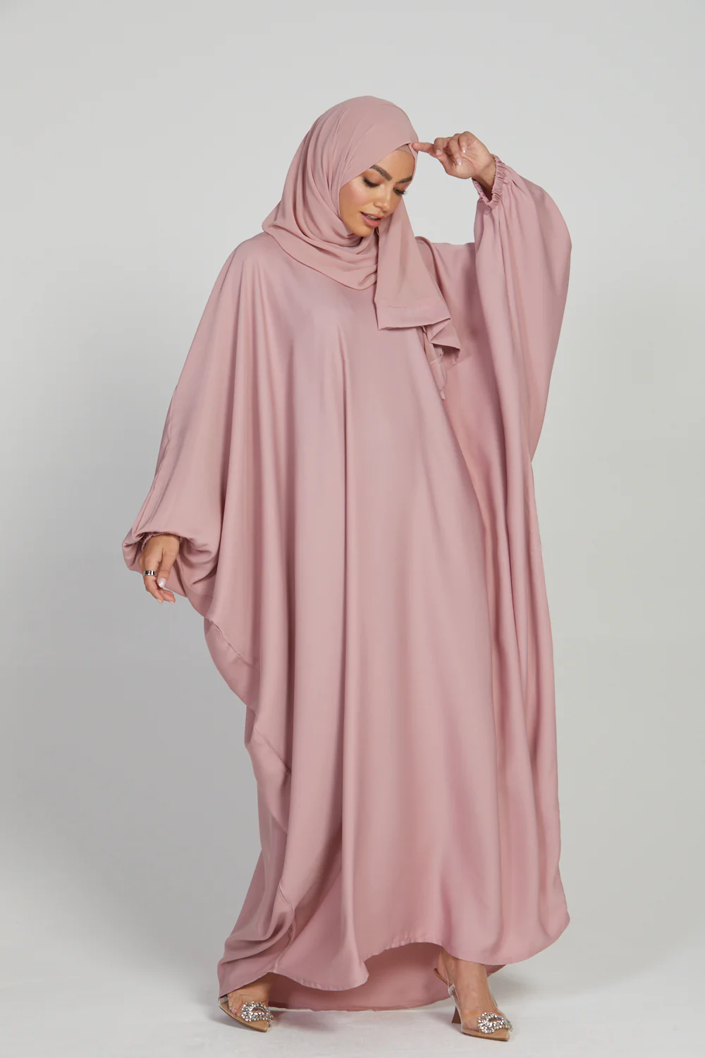 Closed Farasha with Elasticated Cuff - Blush - Image 3
