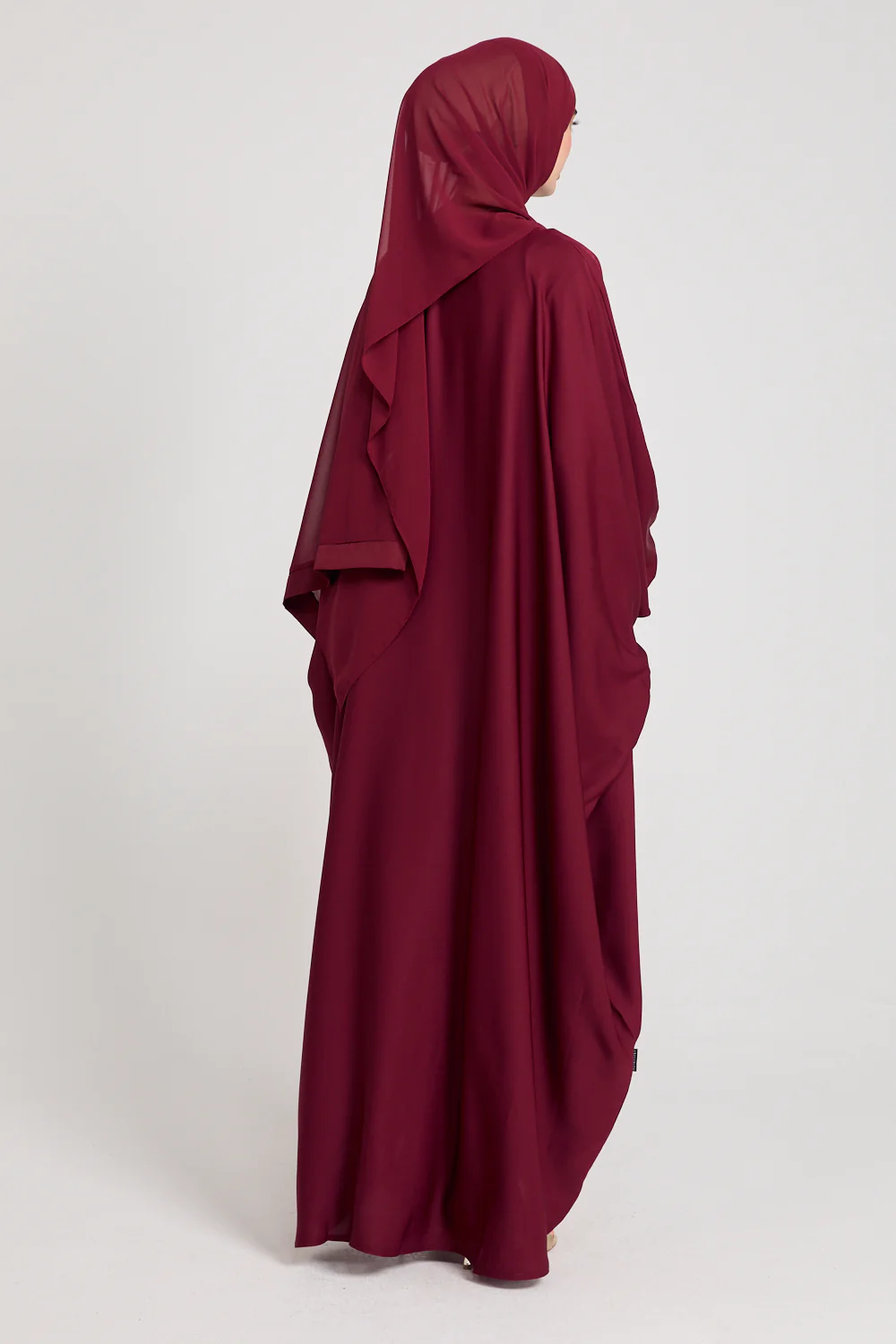 Closed Farasha with Elasticated Cuff - Maroon - Image 9