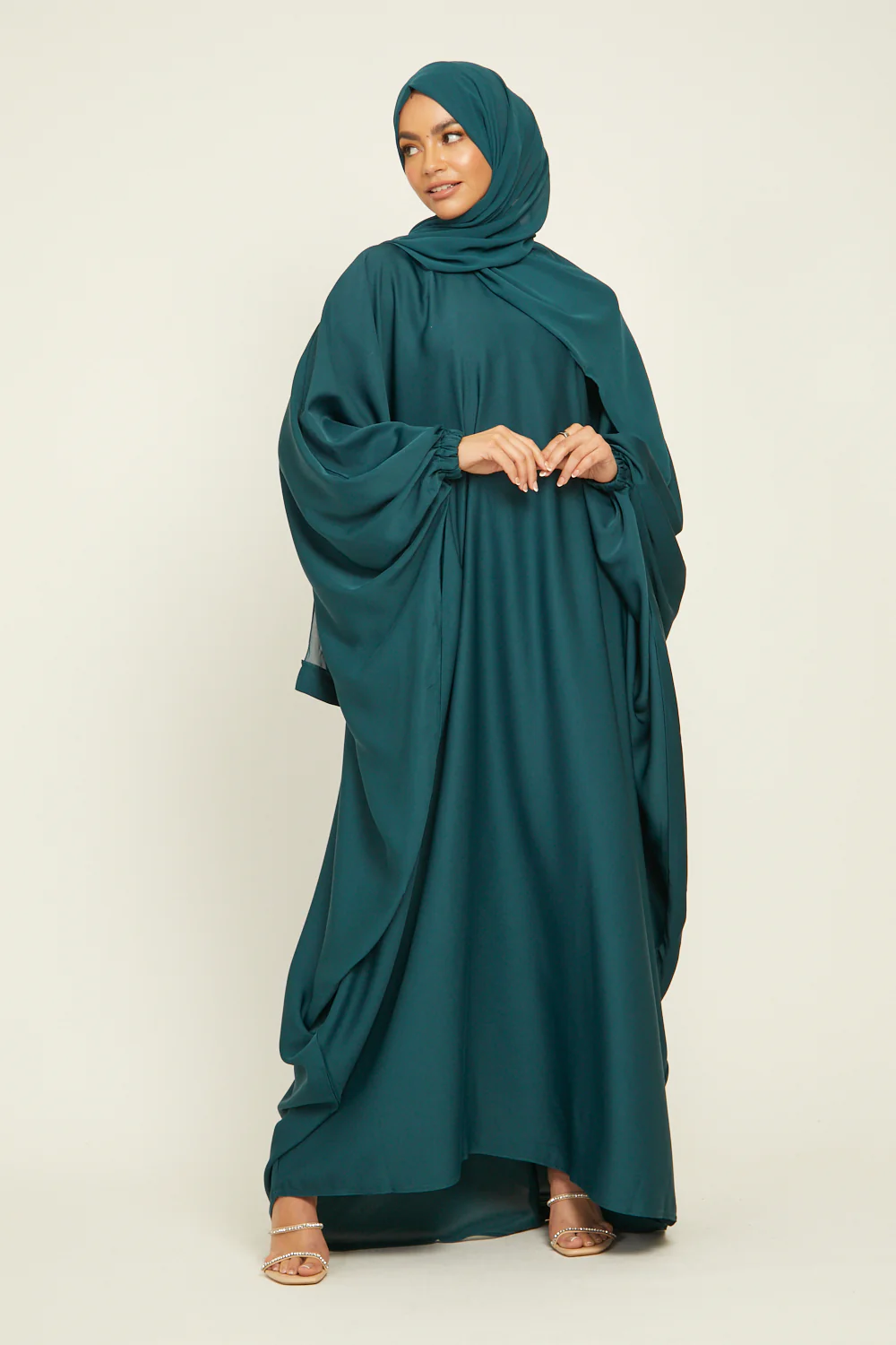 Closed Farasha with Elasticated Cuff - Teal