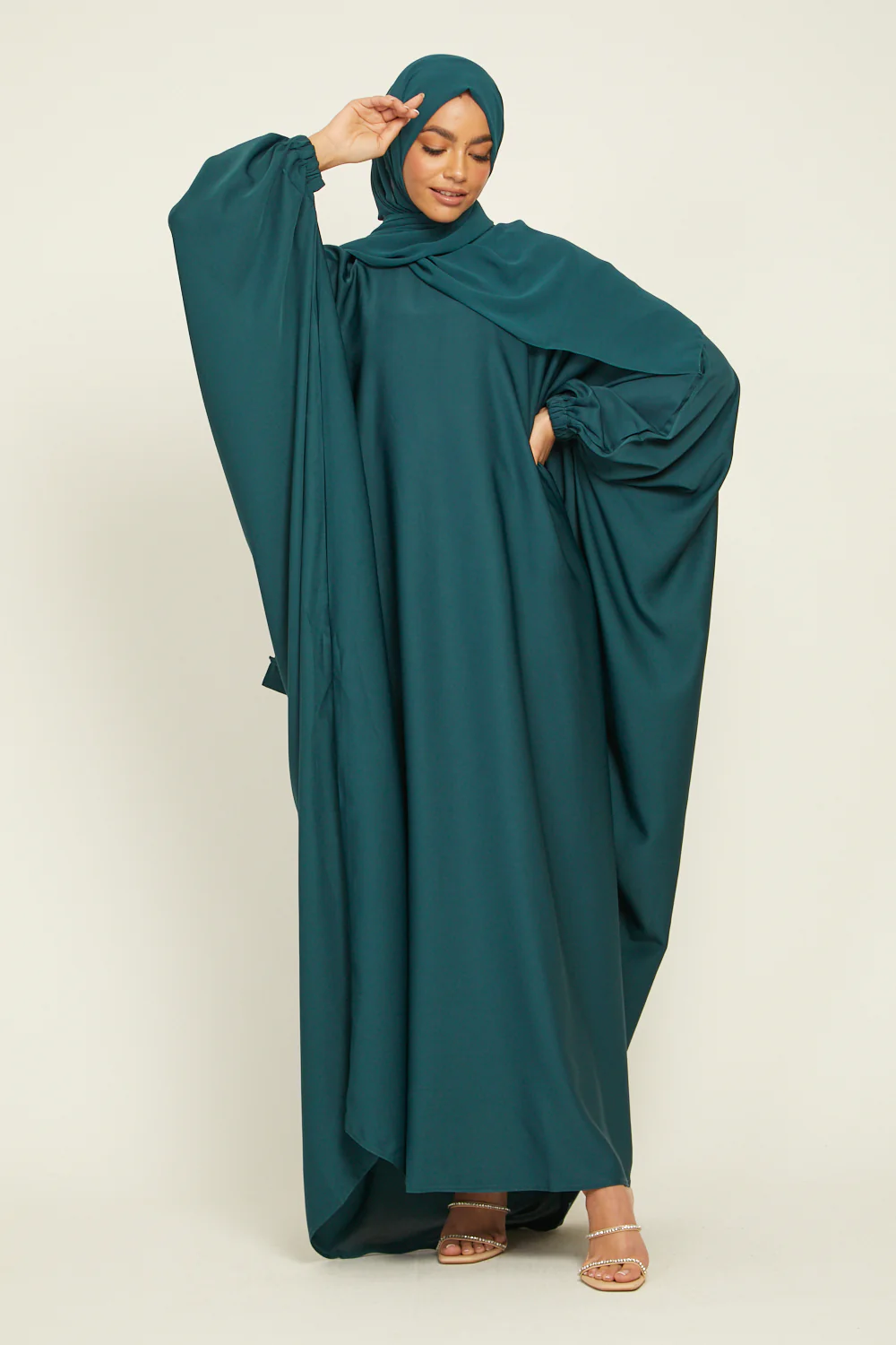 Closed Farasha with Elasticated Cuff - Teal - Image 2