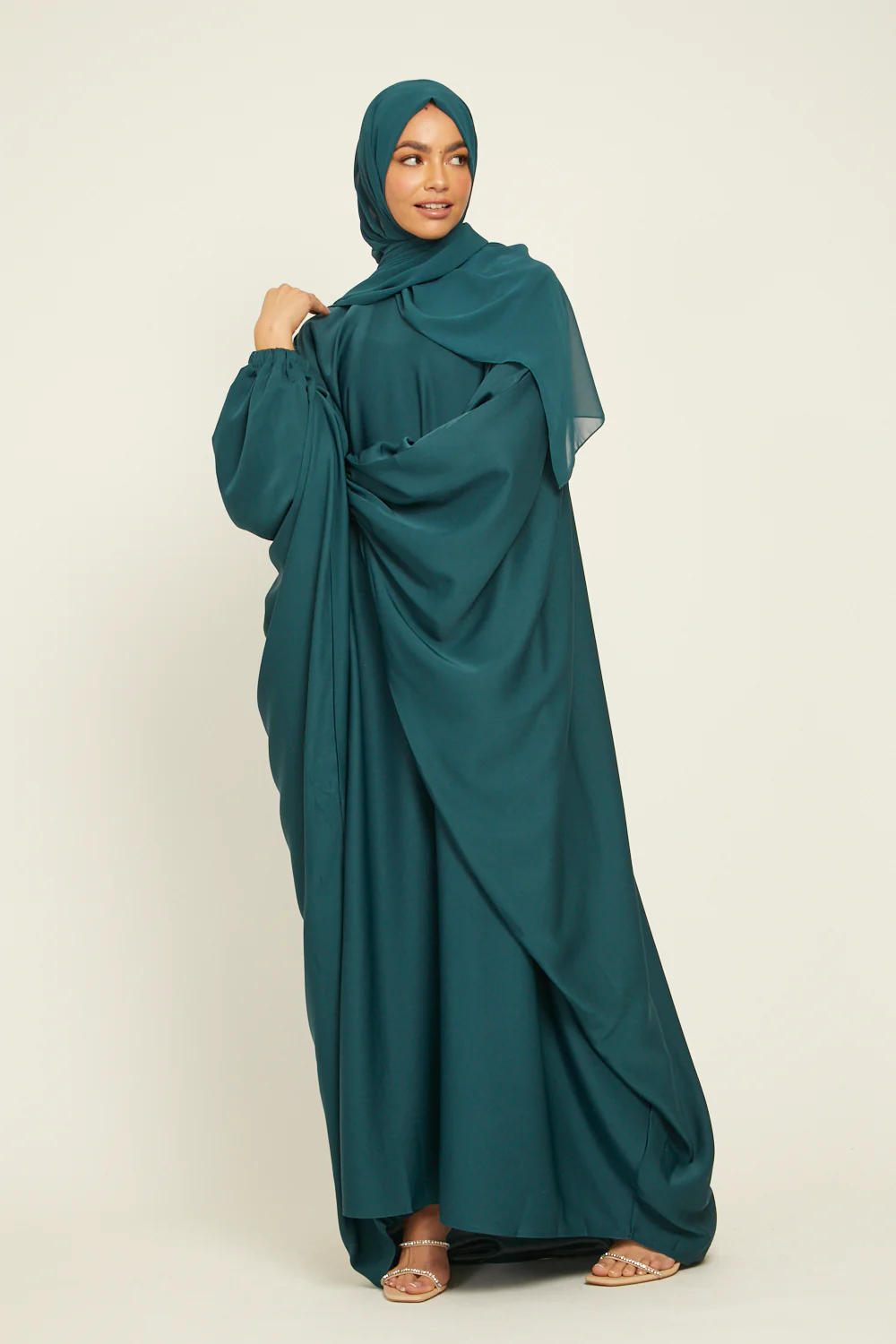Closed Farasha with Elasticated Cuff - Teal - Image 4